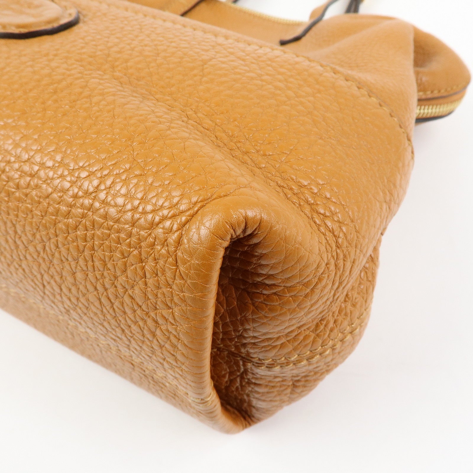 FENDI Chameleon Selleria Leather Tote Bag Shoulder Bag Brown 8BN232