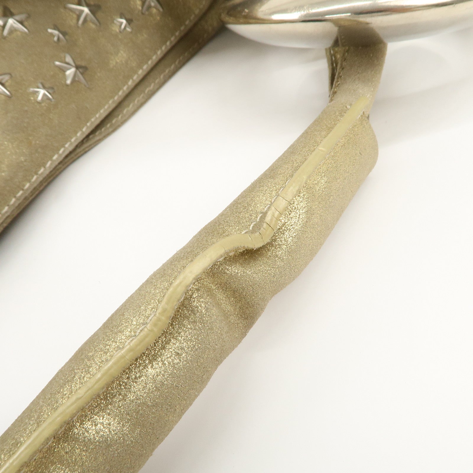 JIMMY CHOO Sky Bag Studs Leather Shoulder Bag Gold