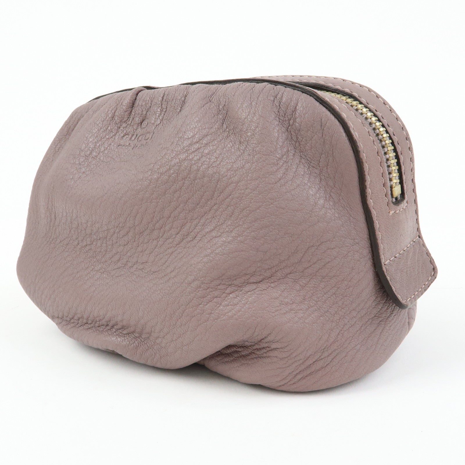 GUCCI Bamboo Leather Cosmetic Case Pouch Light Purple 246175