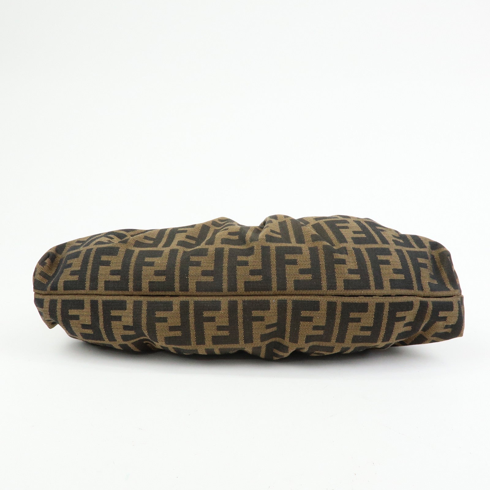 FENDI Zucca Canvas Leather Sequined Shoulder Bag Brown 8BR436