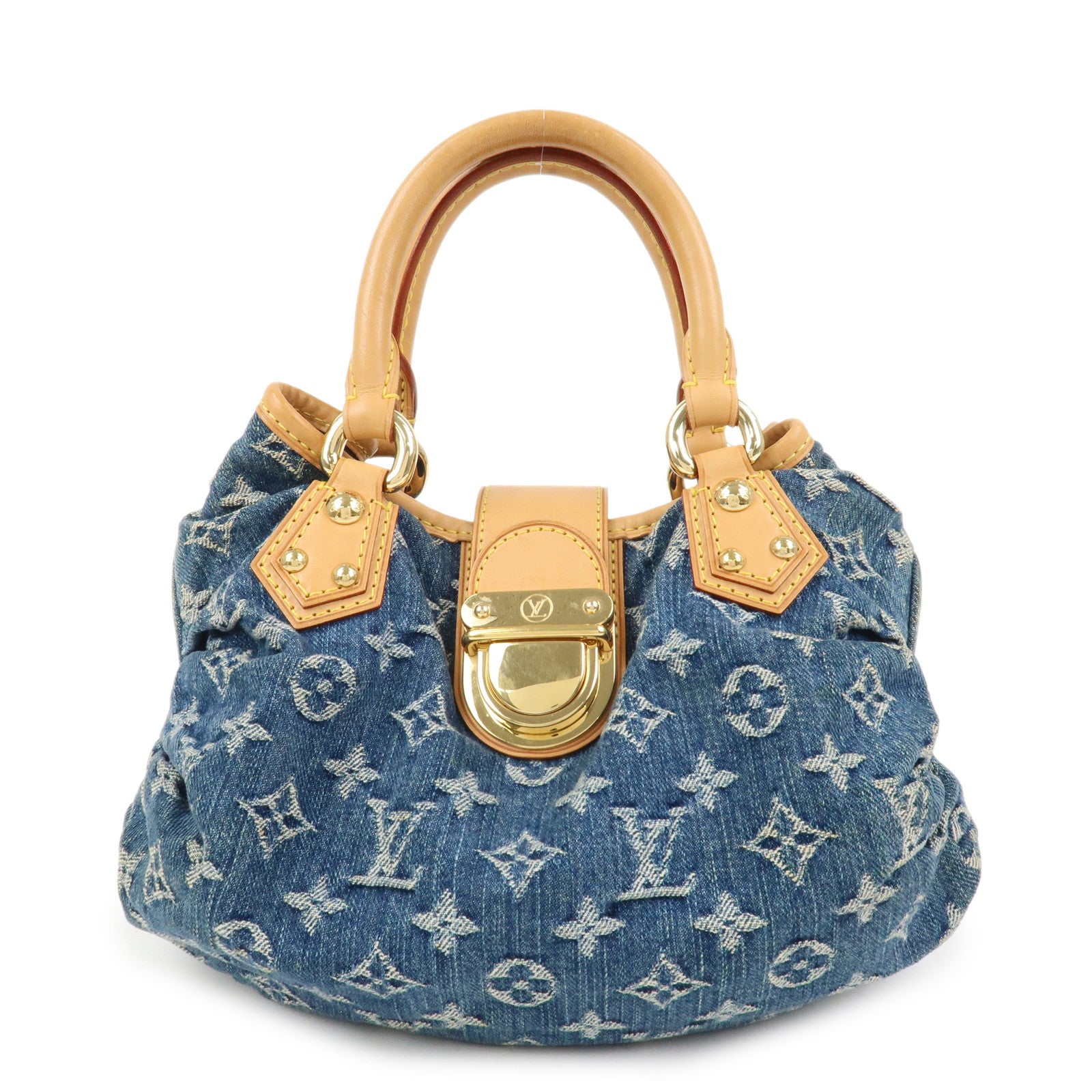 Louis Vuitton Monogram Denim Pleaty Hand Bag Blue M95020