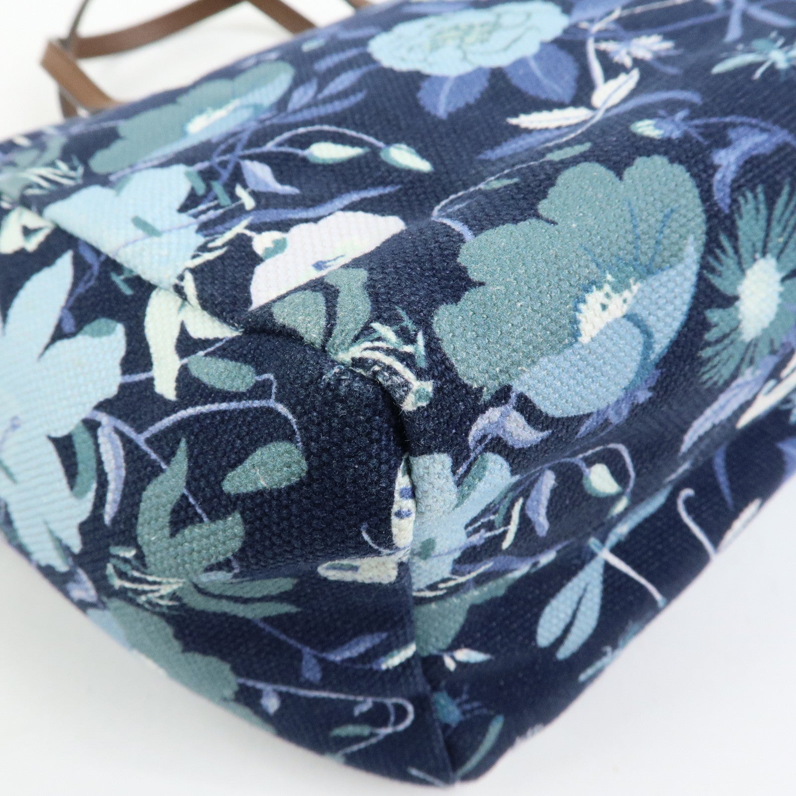 GUCCI Children's Canvas Leather Tote Bag Hand Bag Flower 284721