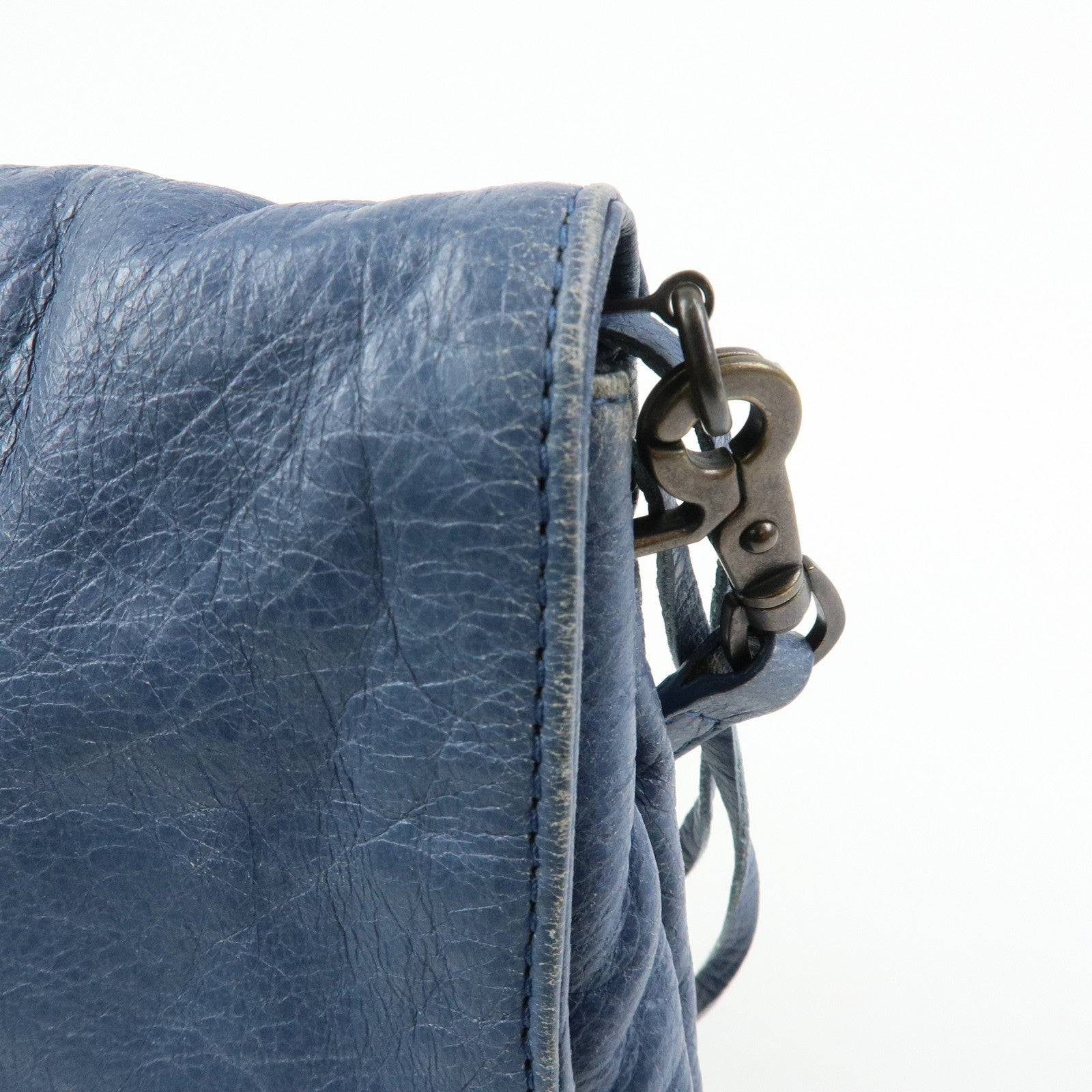 BALENCIAGA Classic Envelope Leather 2Way Shoulder Bag Blue 319376