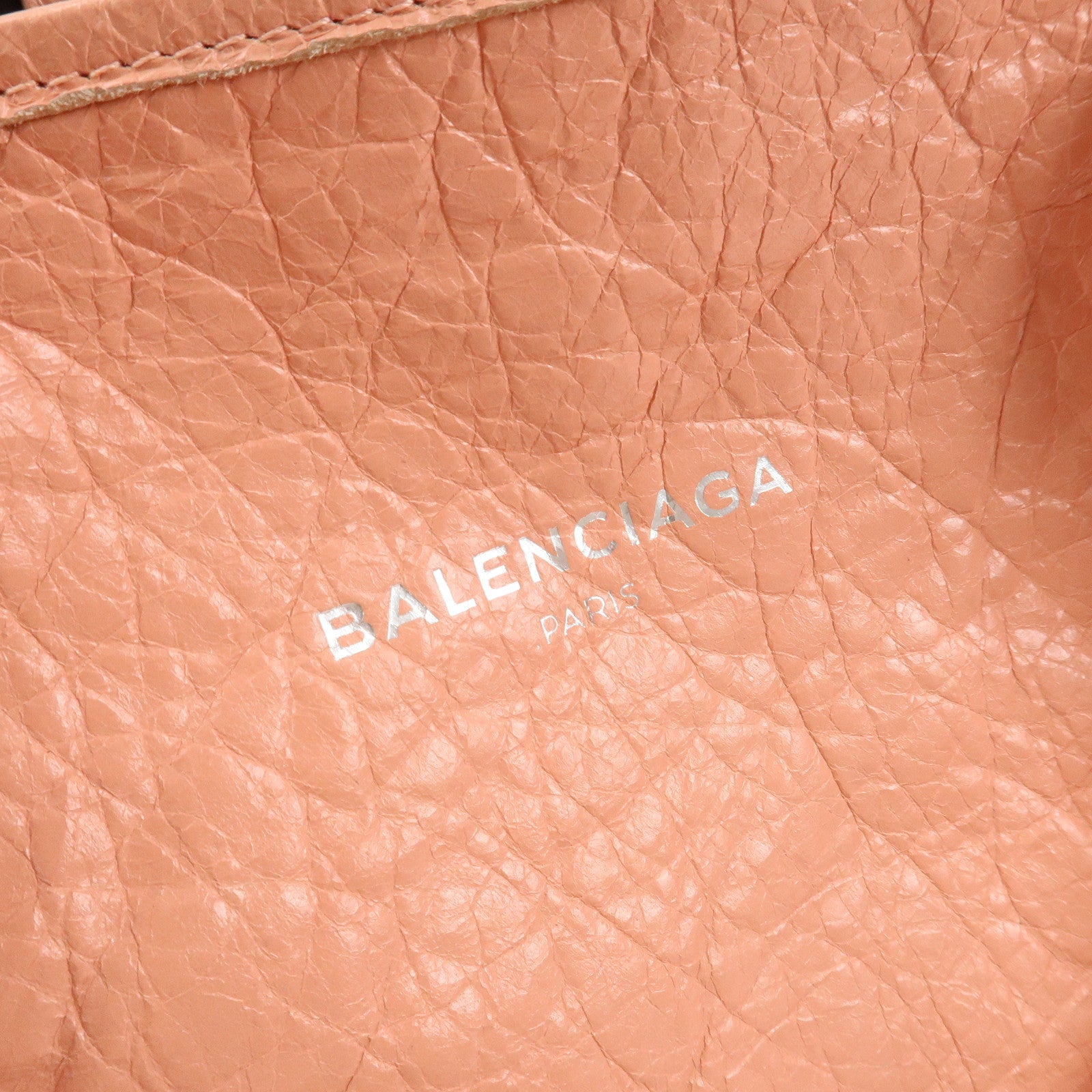 BALENCIAGA Navy Cabas M Canvas Leather Tote Bag Hand Bag Pink