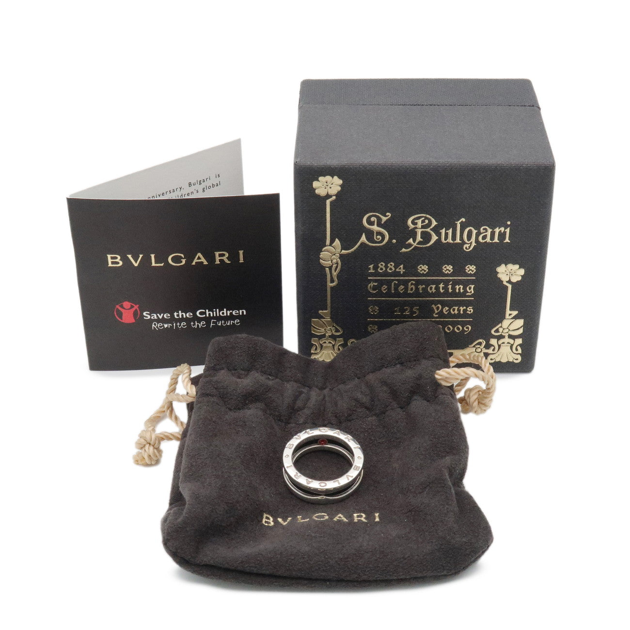 BVLGARI B-Zero1 Save the Children Ring SV925 Black Ceramic US5.5
