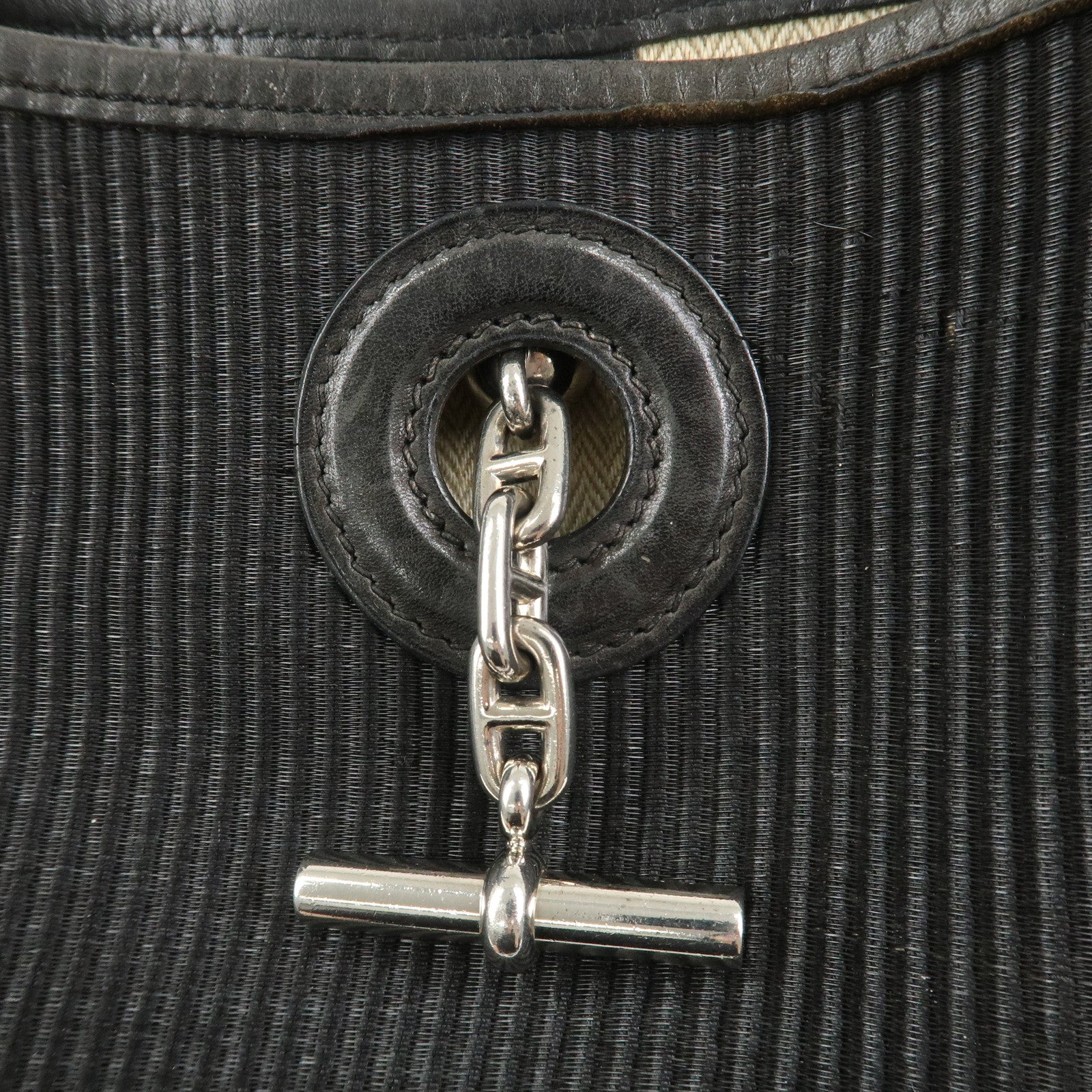 HERMES Vespa PM Crinolin Leather Shoulder Bag C Stamped Black