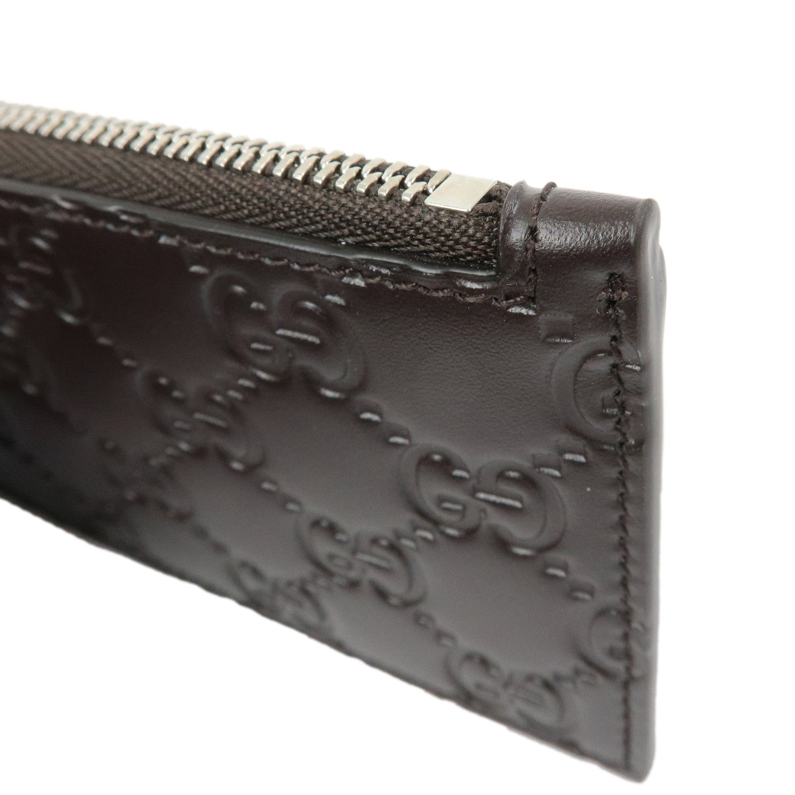 GUCCI Guccissima Leather Flagment Case Coin Card Case Brown 779876