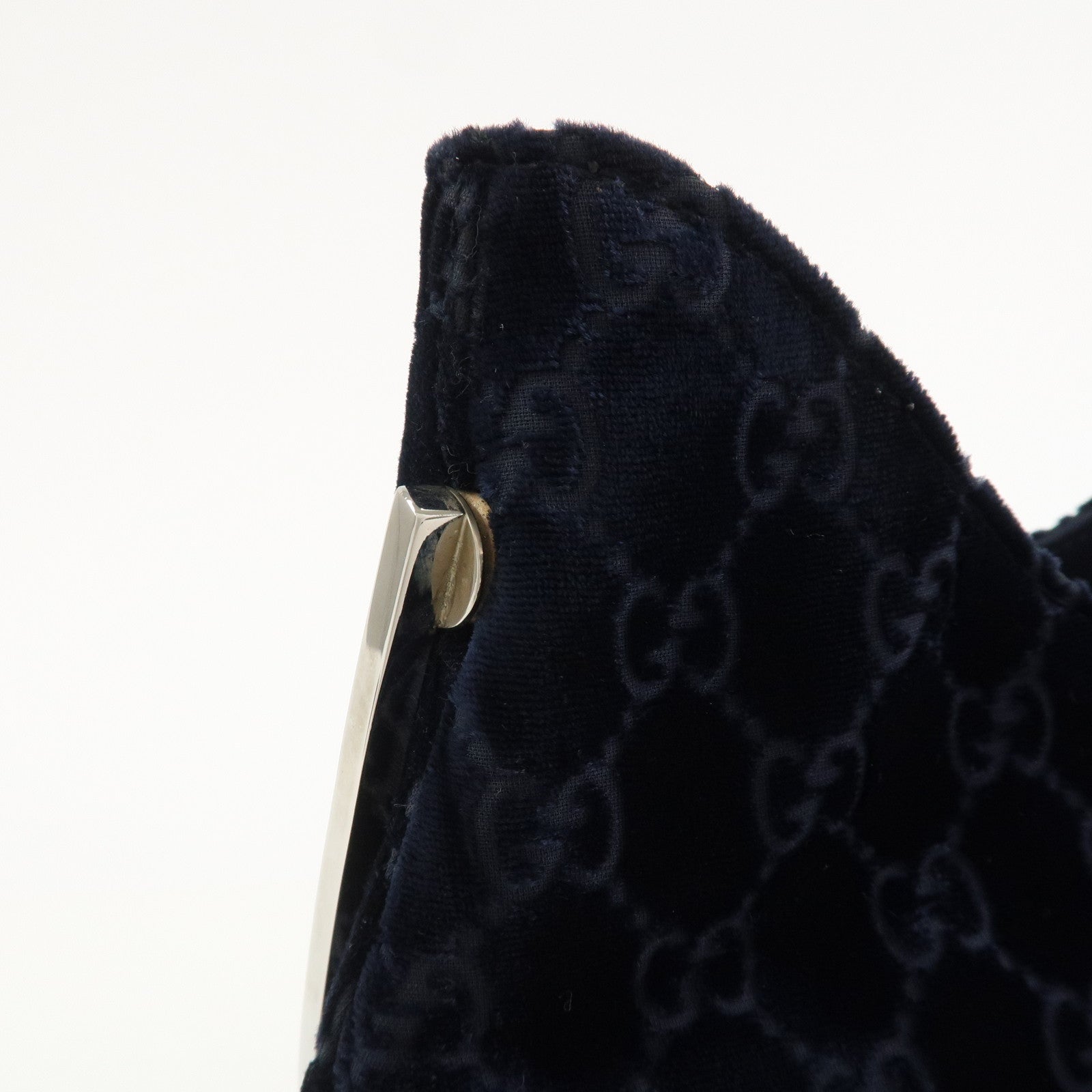 GUCCI Velvet GG Monogram Shoulder Bag Hand Bag Navy 001・2123