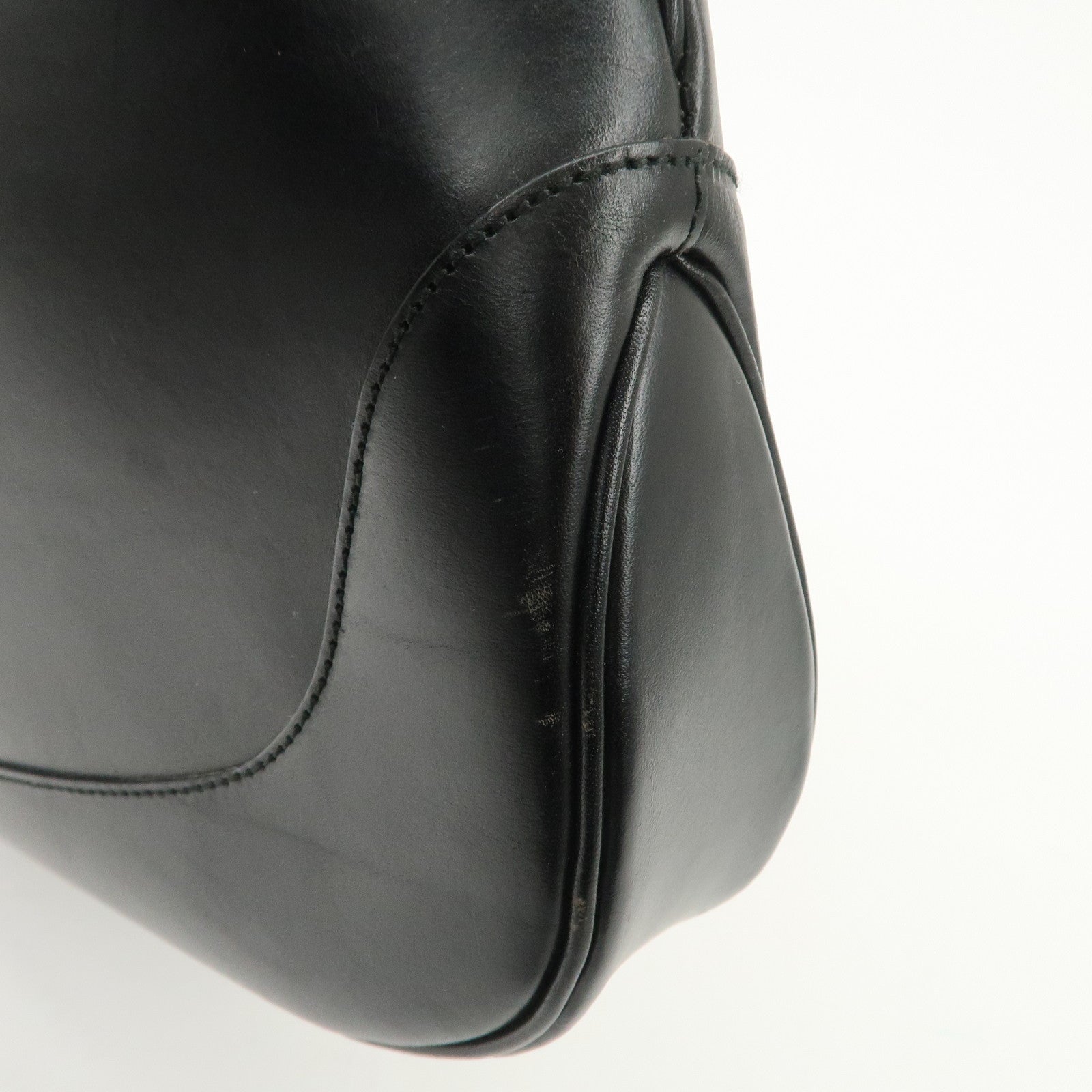 GUCCI Jackie Leather Shoulder Bag Hand Bag Black Silver Hardware 001.3346 Used