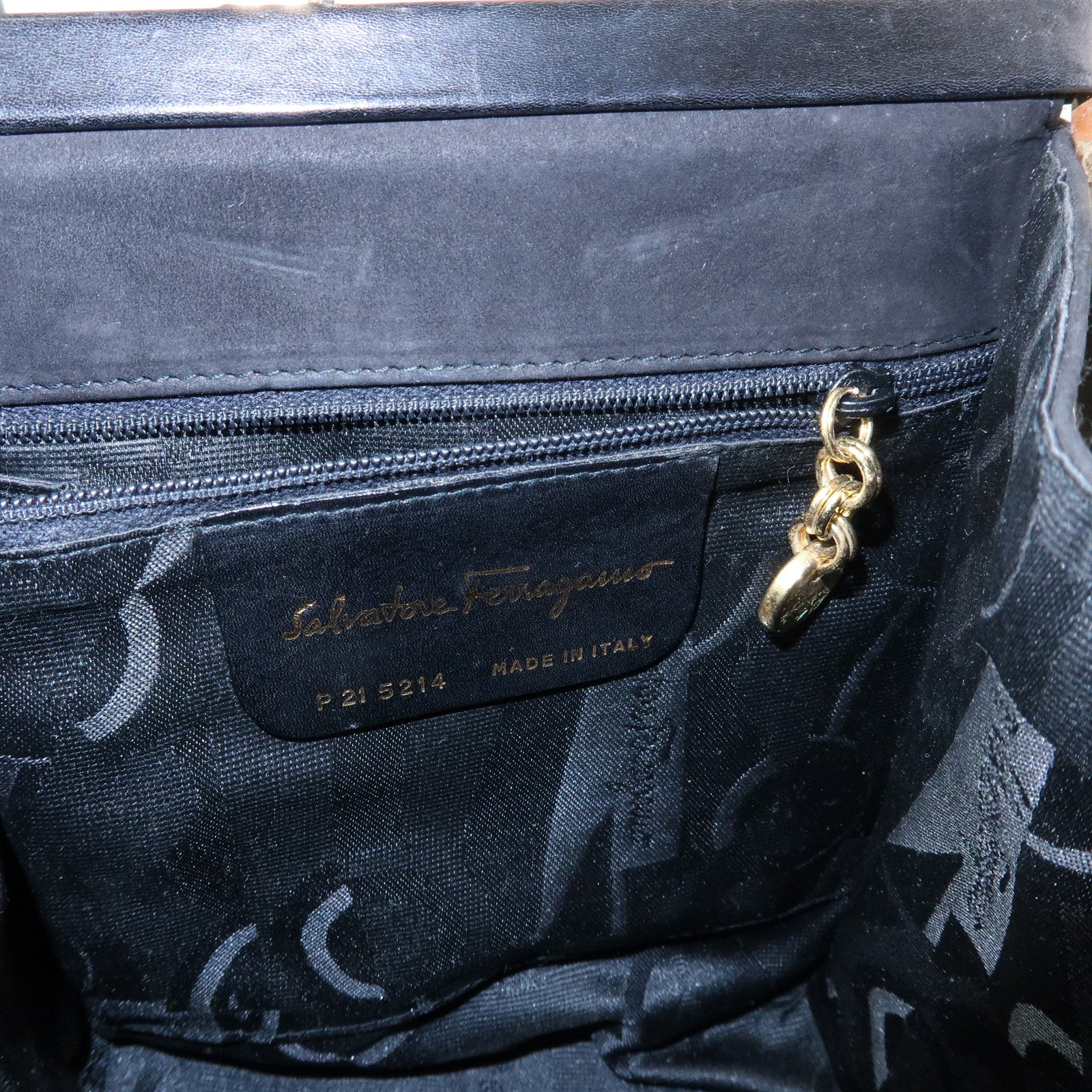 Ferragamo Varra Ribbon Suede Leather 2Way Bag Hand Bag Black