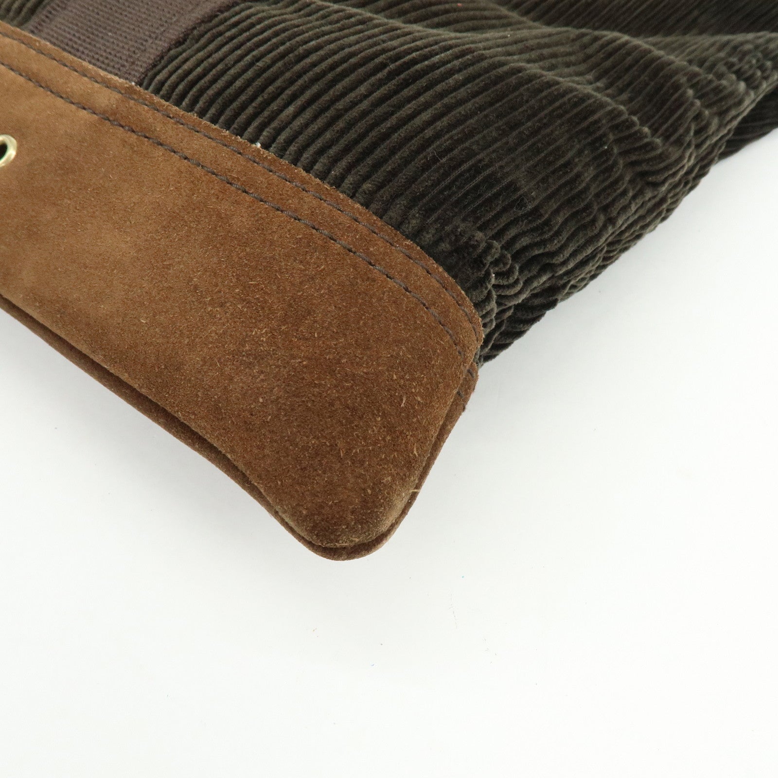 SAINT LAURENT PARIS Cassandra Corduroy Suede Tote Bag Dark Green