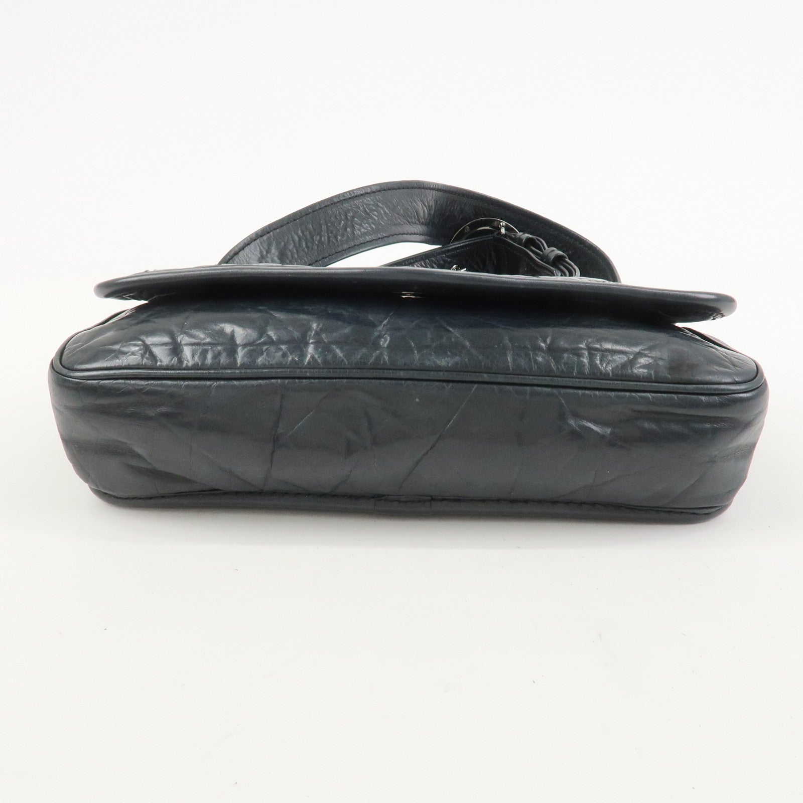 CHANEL Wild Stitch Calf Leather Shoulder Bag Crossbody Bag Black