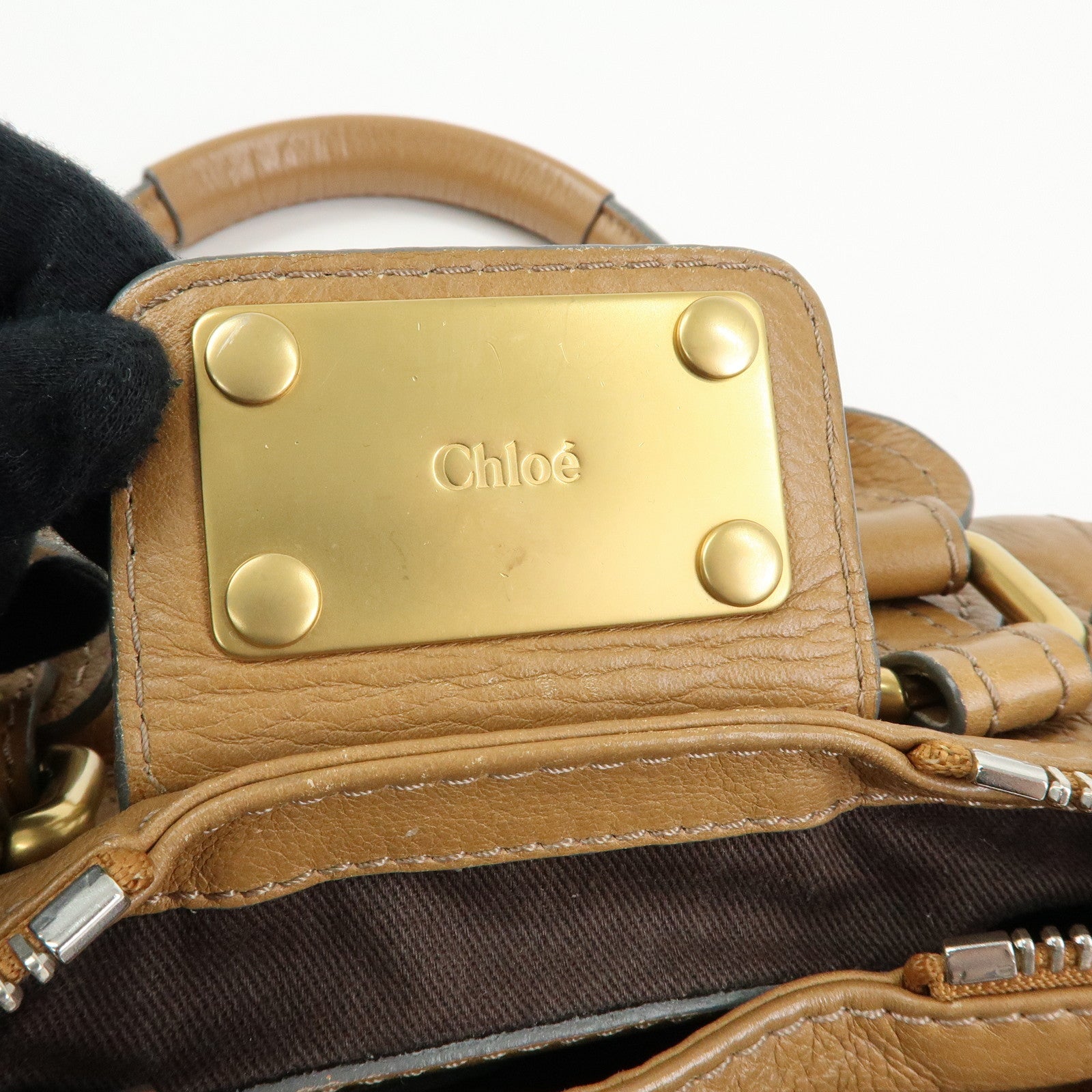 Chloe Paddington Leather Mini Hand Bag Boston Bag Brown