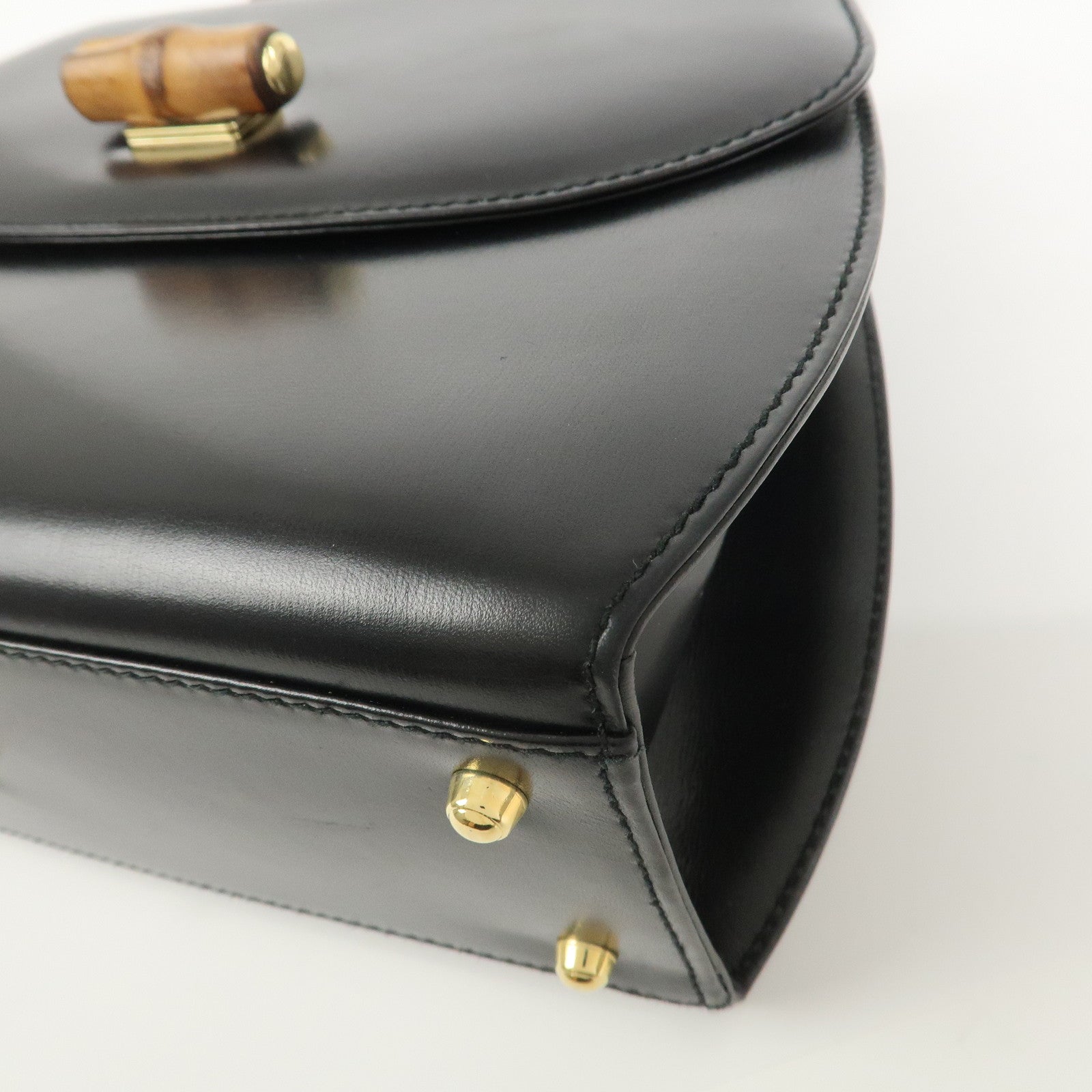 GUCCI Bamboo Leather 2Way Bag Hand Bag Shoulder Bag 000・46・0266