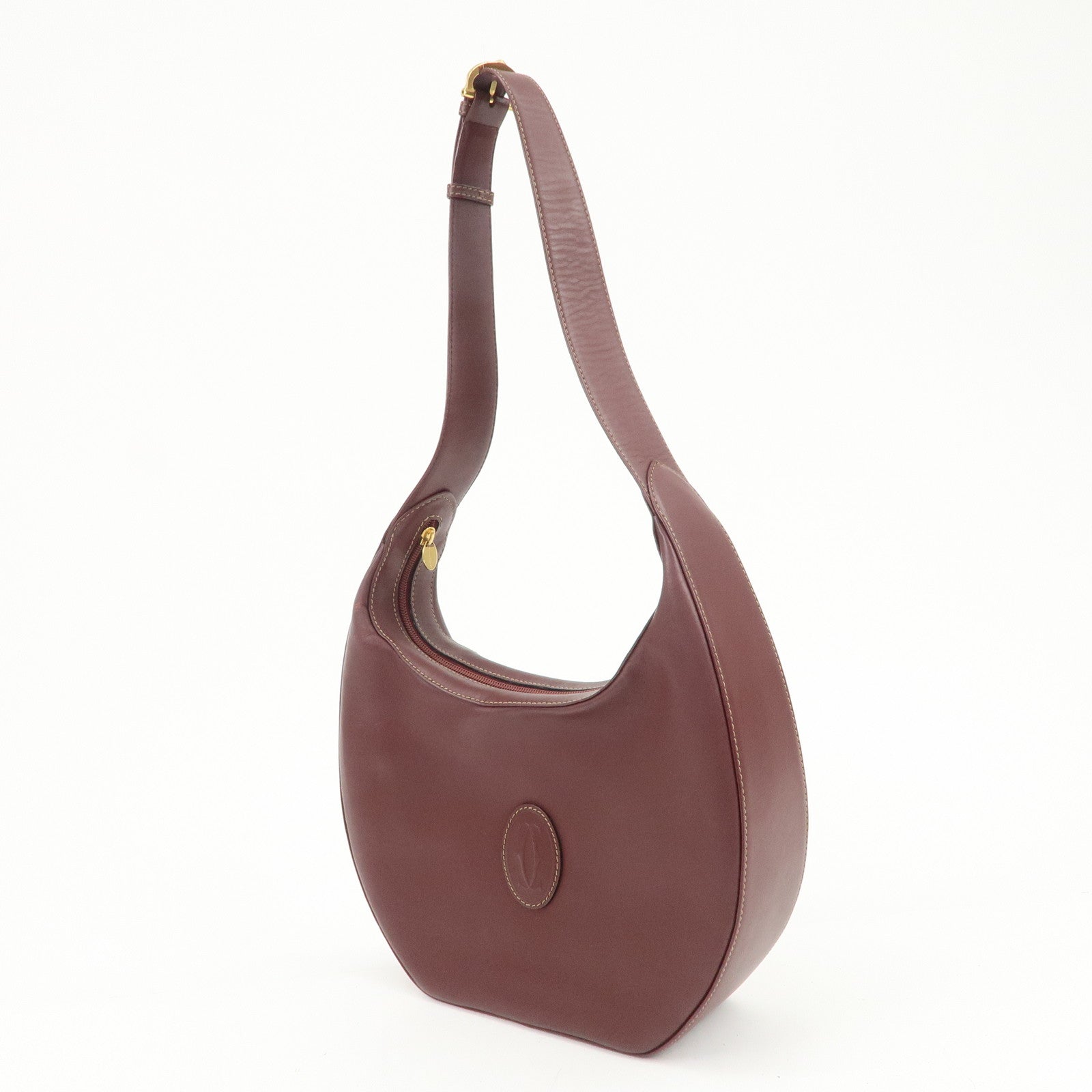 Cartier Must de Cartier Leather Shoulder Bag Bordeaux