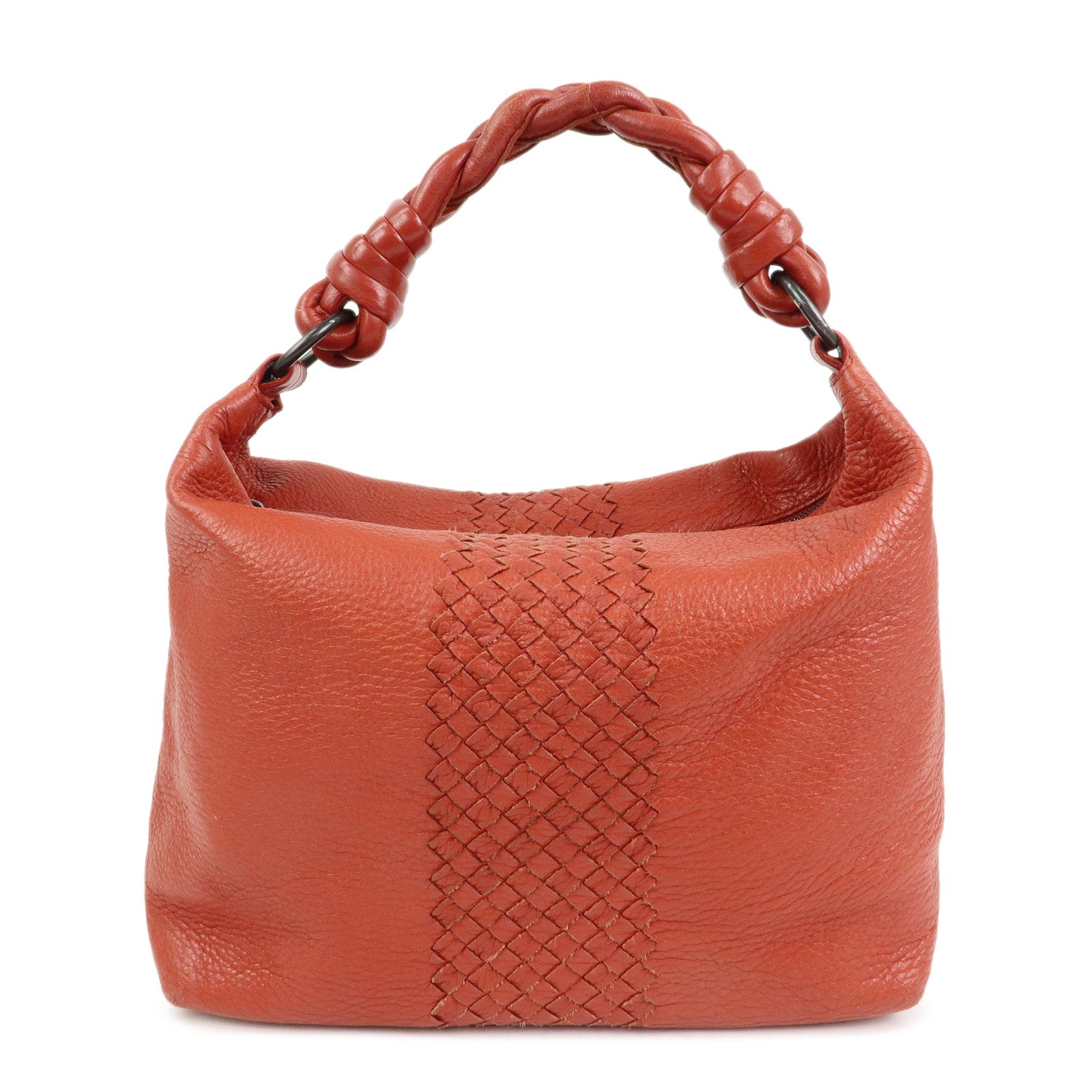 BOTTEGA VENETA Intrecciato Leather Shoulder Bag Red Brown 179331