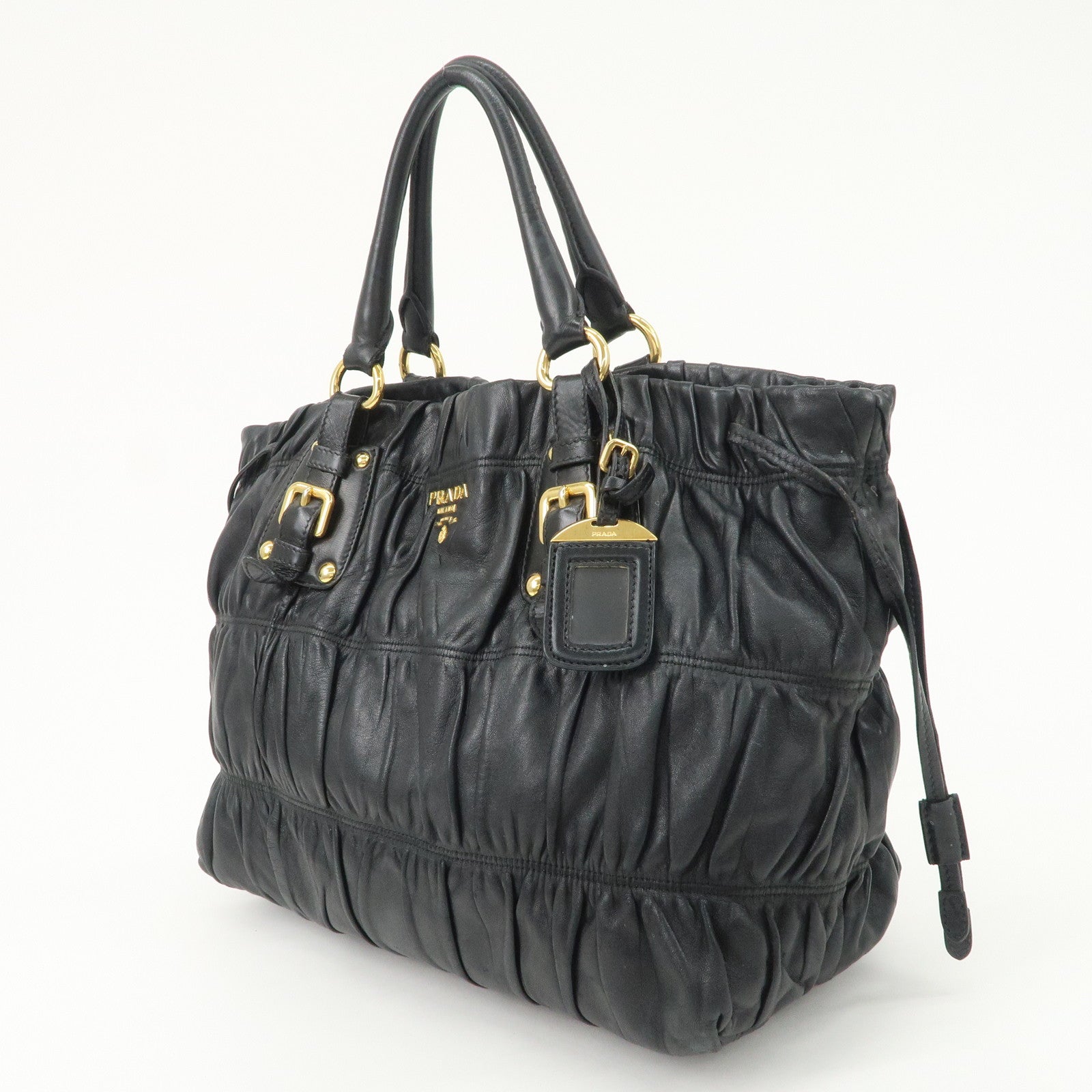 PRADA Leather 2WAY Bag Hand Bag Shoulder Bag Black BN1788