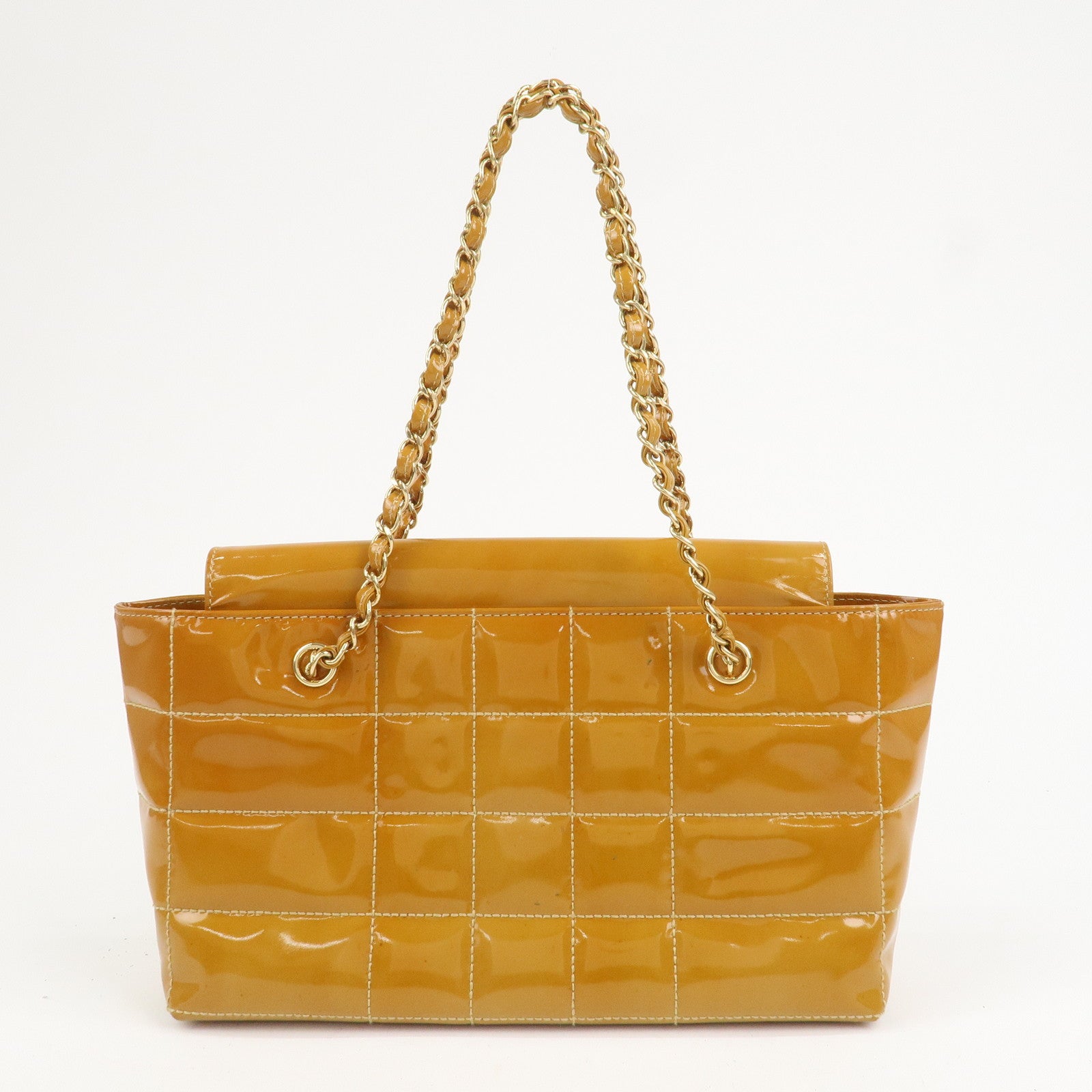 CHANEL COCO Mark Chocolate Bar Patent Leather Chain Shoulder Bag