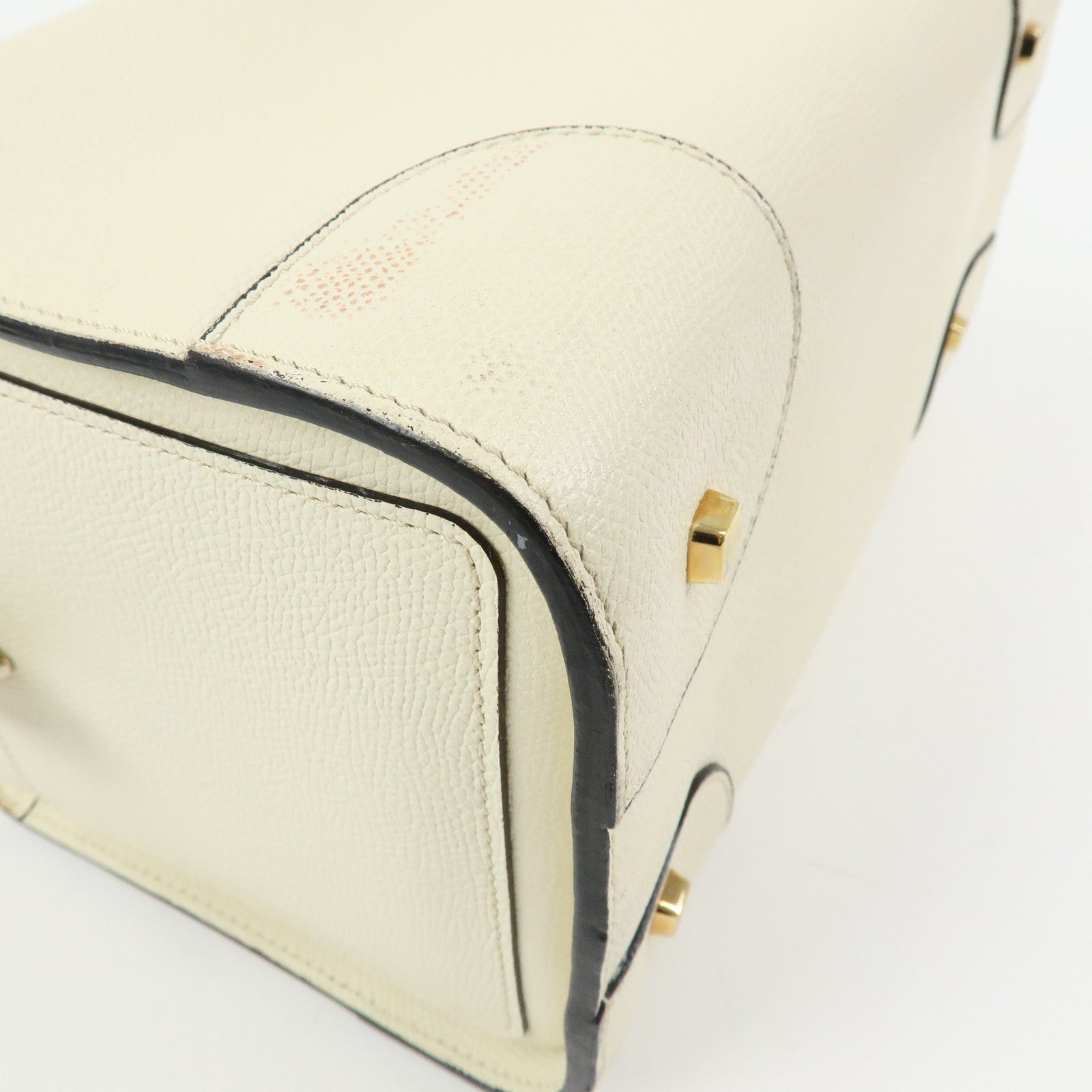 Valextra Babila Medium Leather Hand Bag Boston Bag White