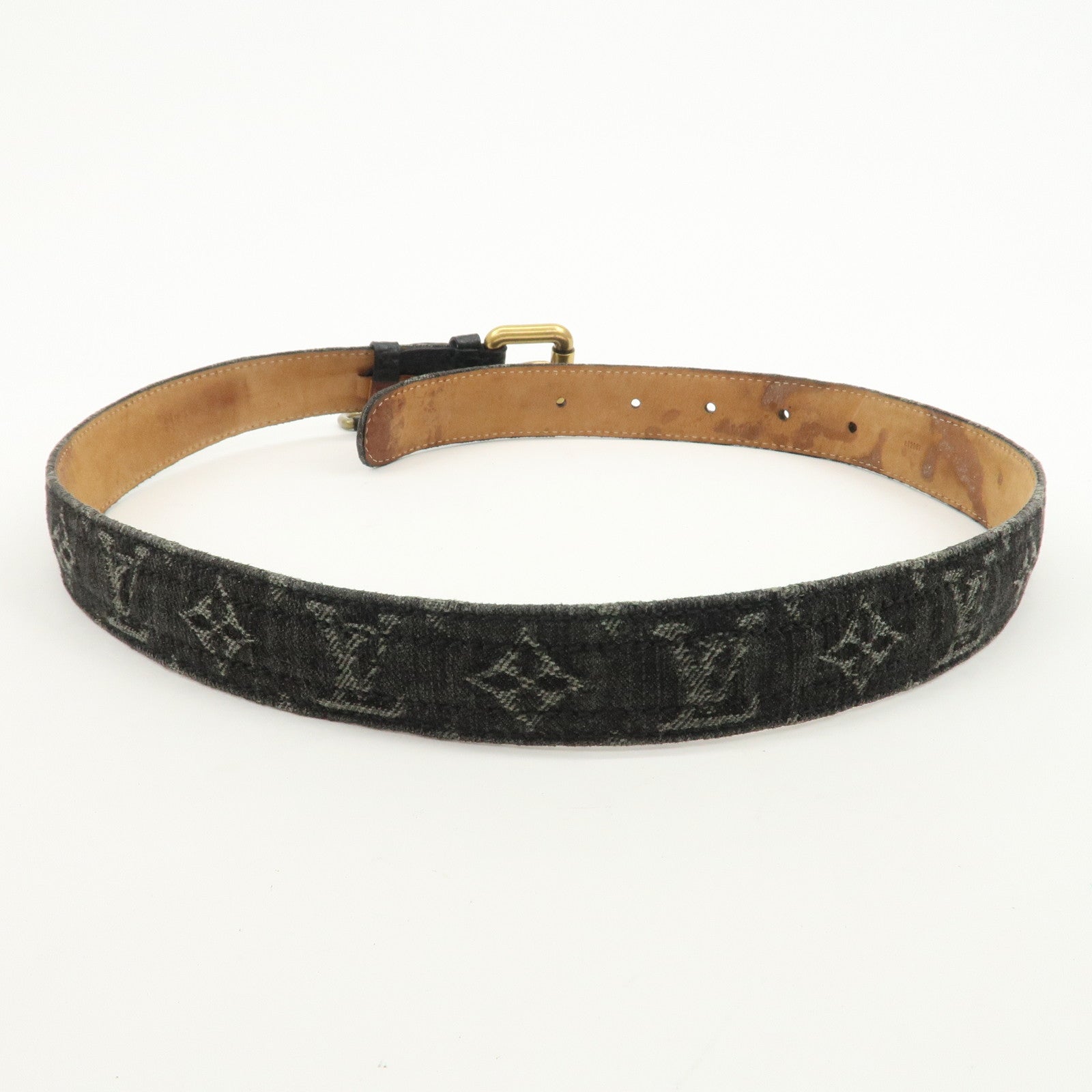 Louis Vuitton Monogram Denim Ceinture Belt 80/32 Noir Black M6972