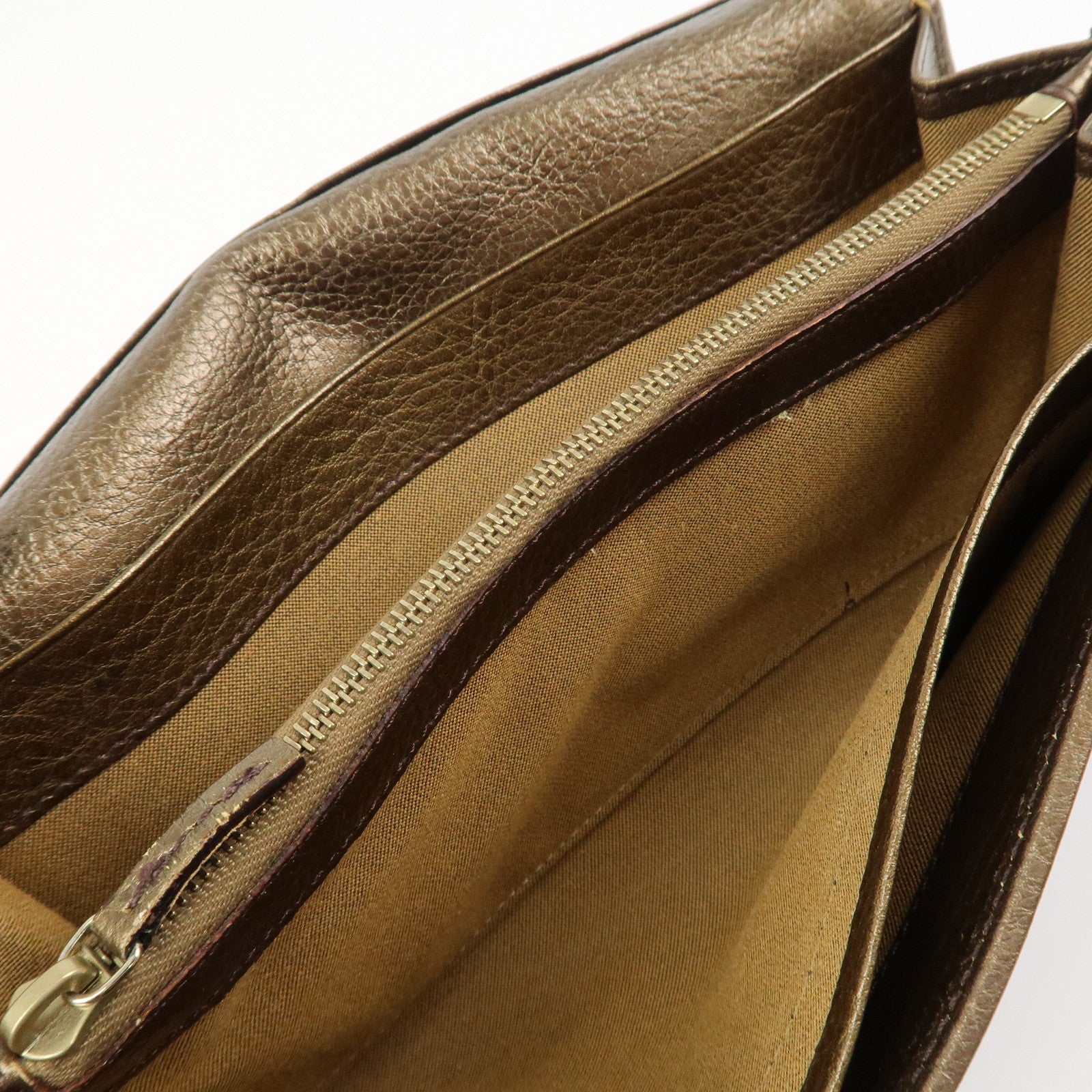 FENDI Zucca Canvas Leather Bi-fold Long Wallet Brown Gold 8M0000