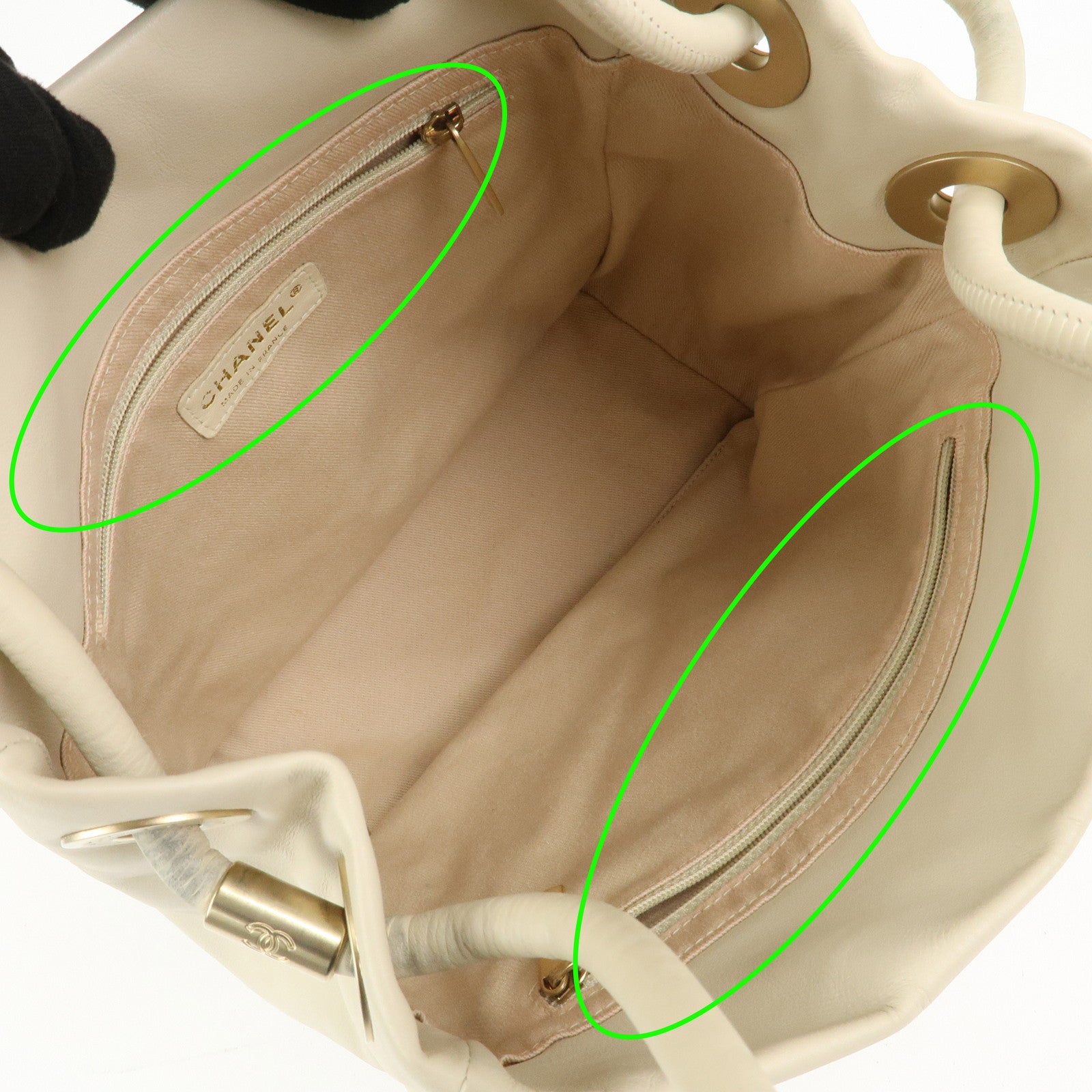 CHANEL Camelia Lambskin Hand Bag Tote Bag Ivory A20856