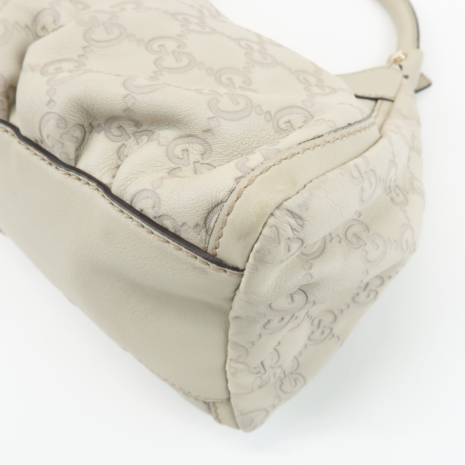 GUCCI Abbey Guccissima Leather Shoulder Bag Hand Bag Ivory 190525 Used