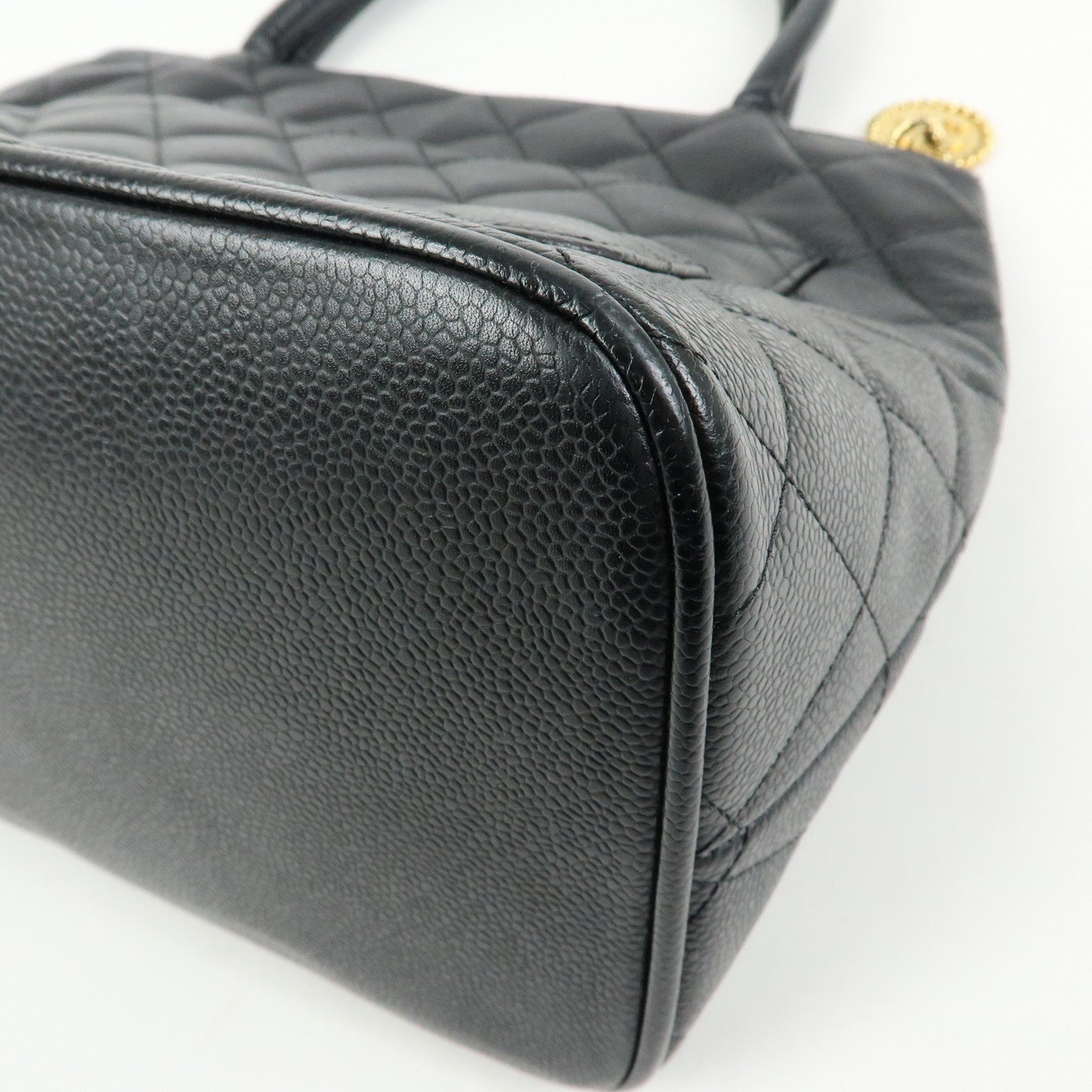 CHANEL Matelasse COCO Mark Medallion Caviarskin Tote Bag A01804