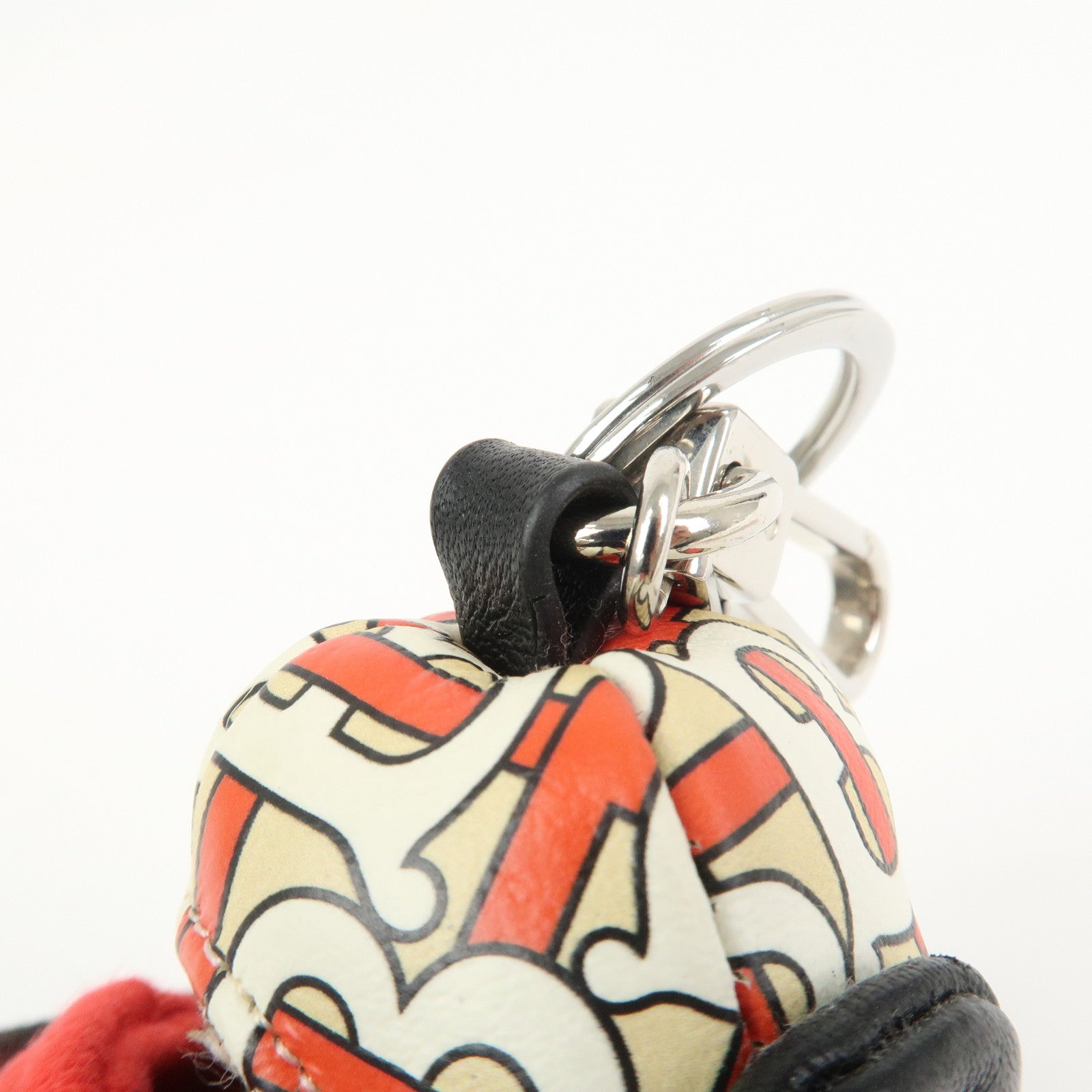 BURBERRY Thomas Bear Leather Bag Charm Key Holder Black Red