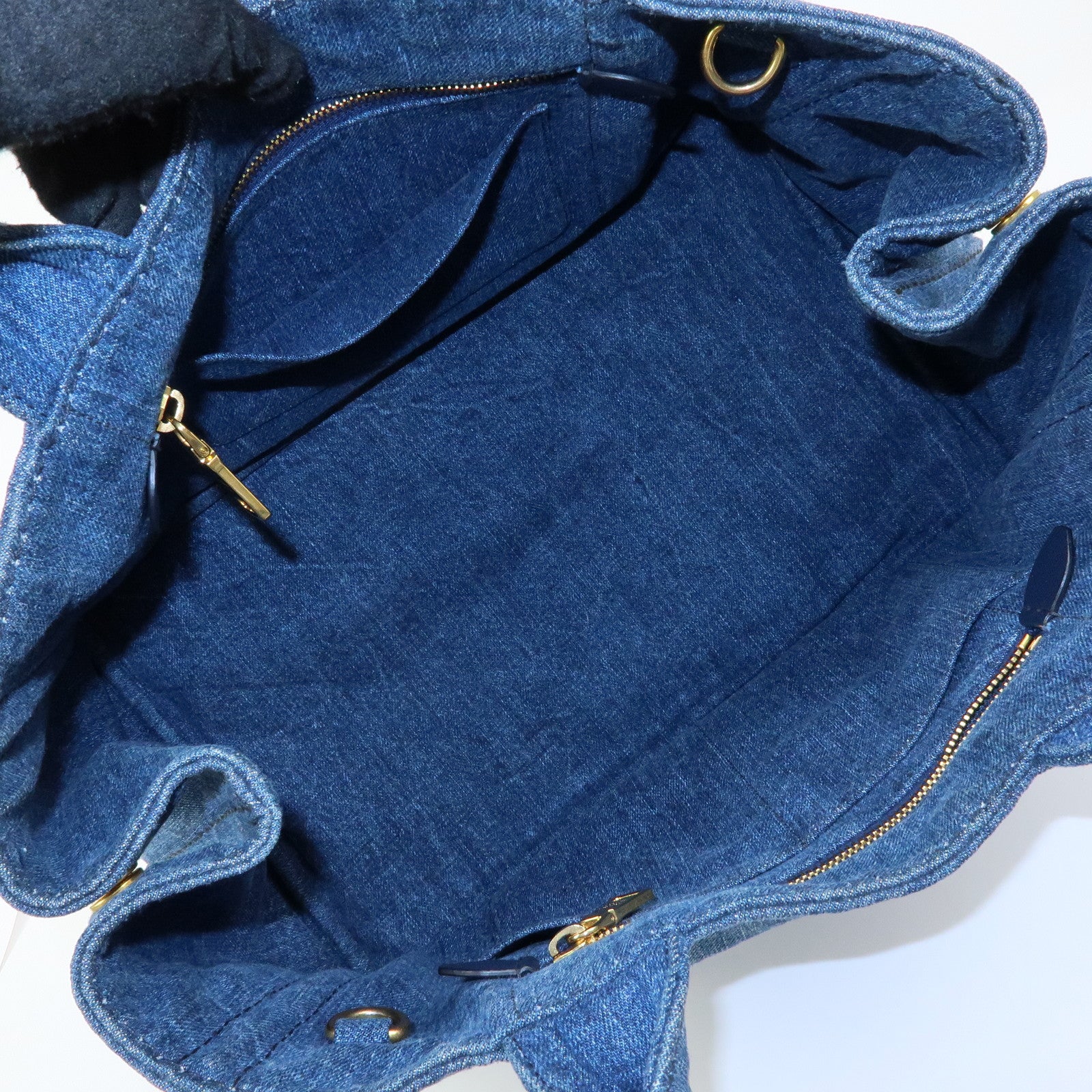 PRADA Triangle Logo Canapa Denim Large 2Way Bag Tote Bag B2642B