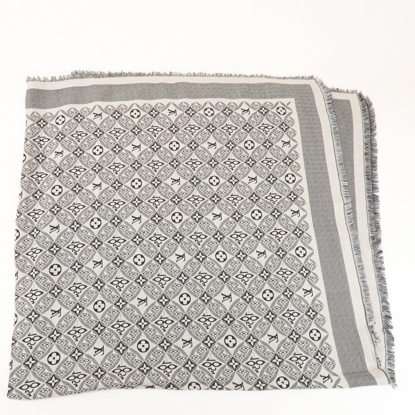 Louis Vuitton Monogram SINCE 1854 Silk Wool Scarf Black MP2821