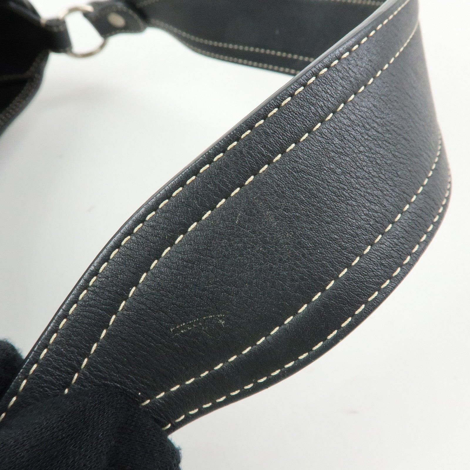CELINE Macadam Canvas Leather Shoulder Bag Hand Bag Black