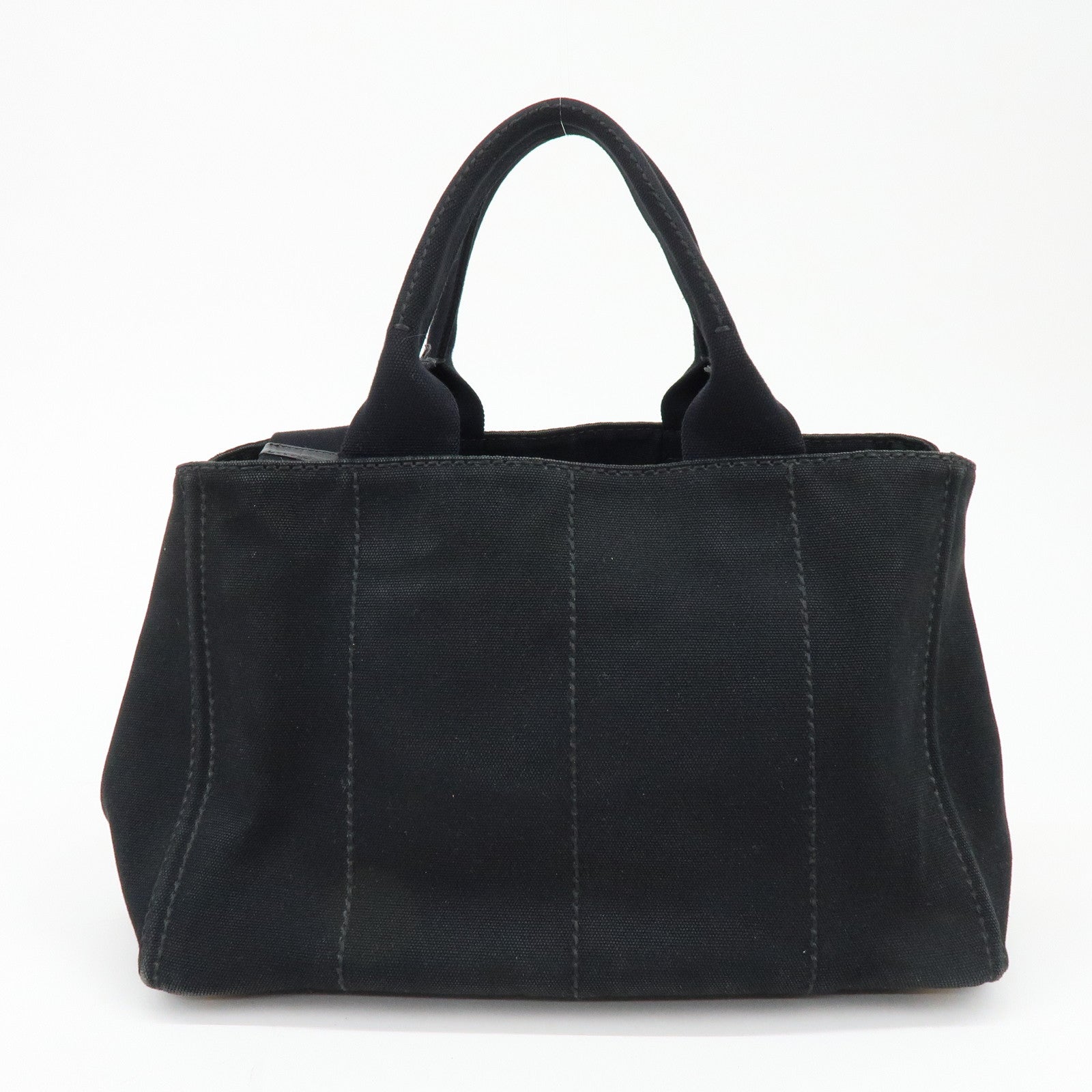 PRADA Logo Canapa Canvas 2Way Bag Tote Bag Hand Bag Black B1877G