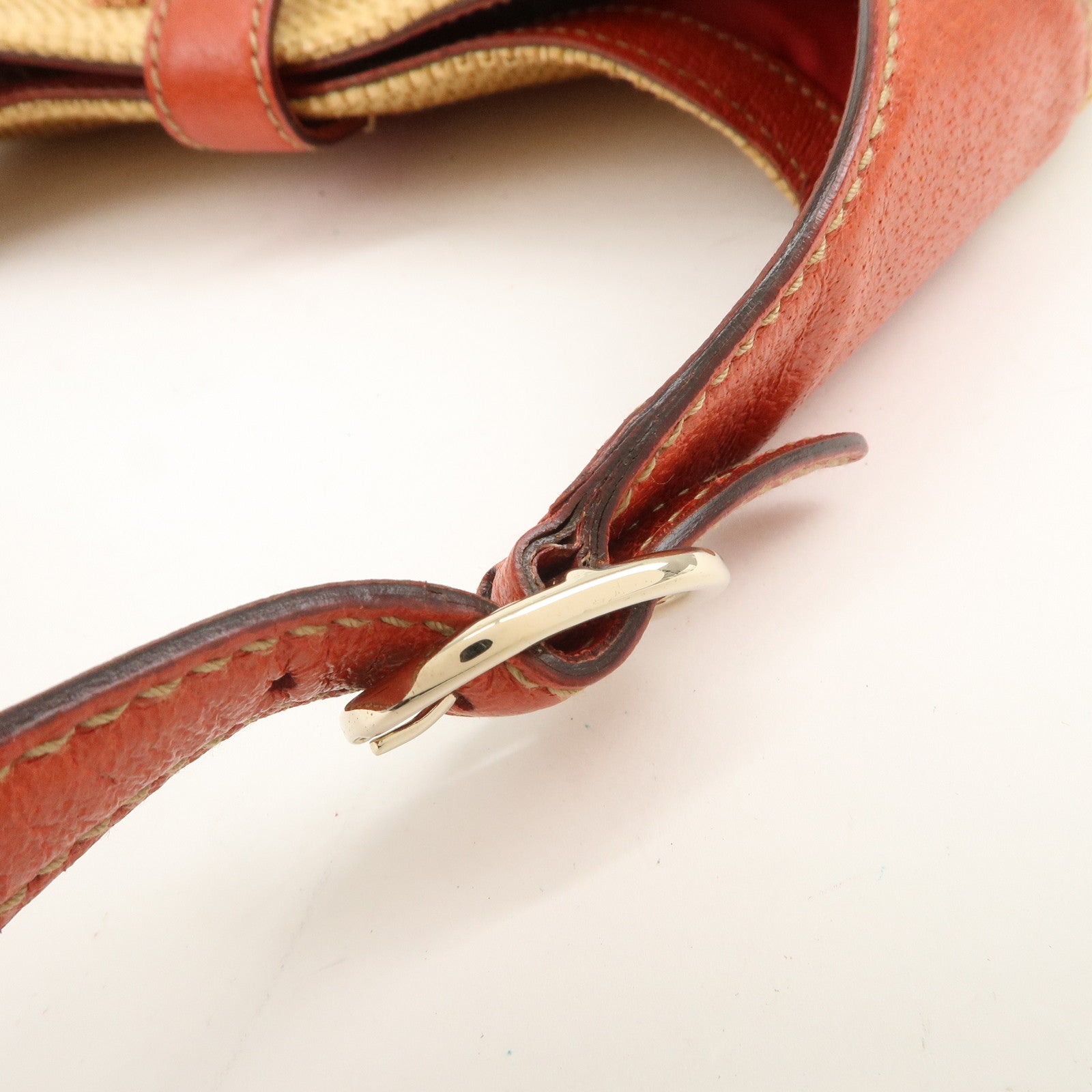 GUCCI New Jackie Raffia Leather Shoulder Bag Natural Orange 140040