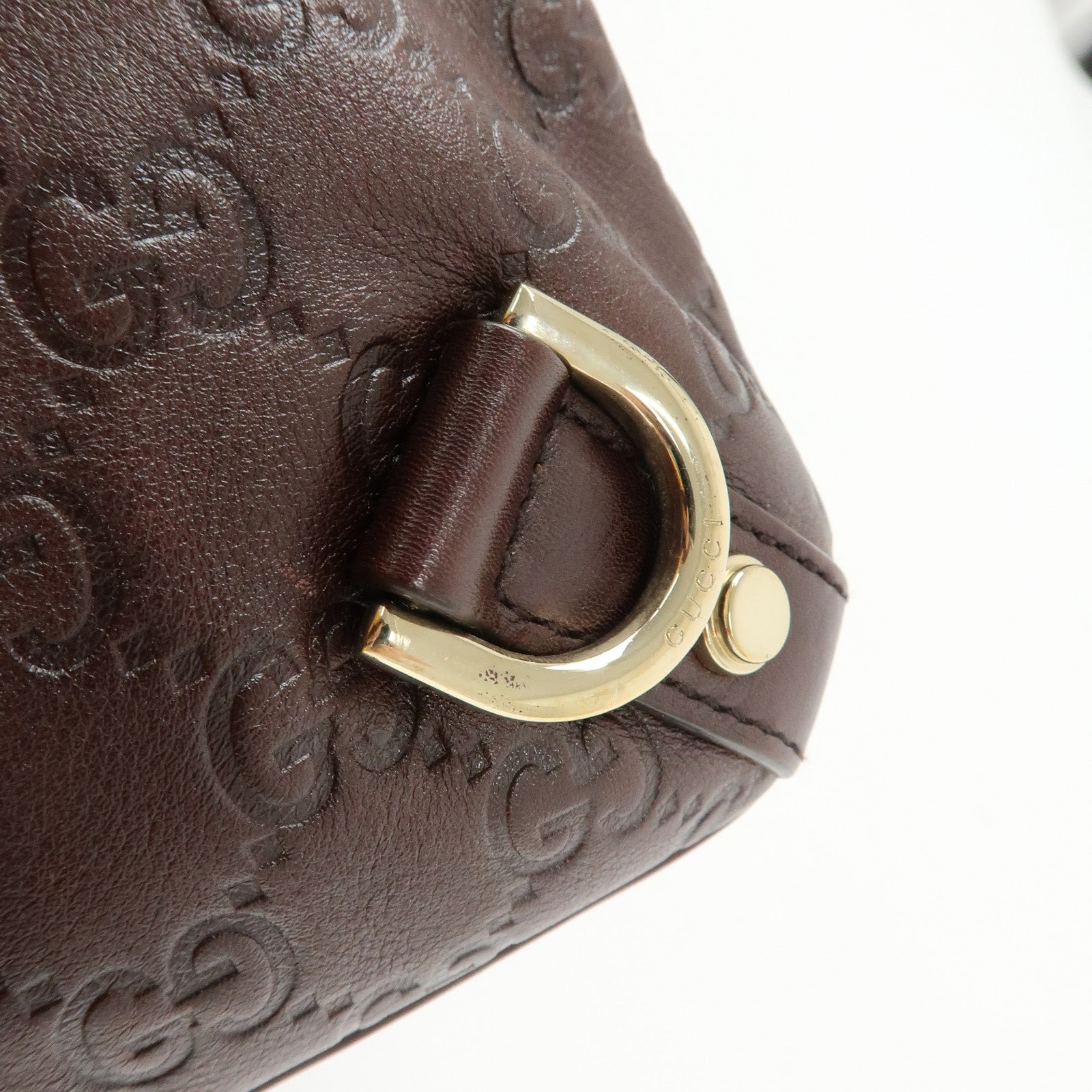 GUCCI Abbey Guccissima Leather Shoulder Bag Dark Brown 131326