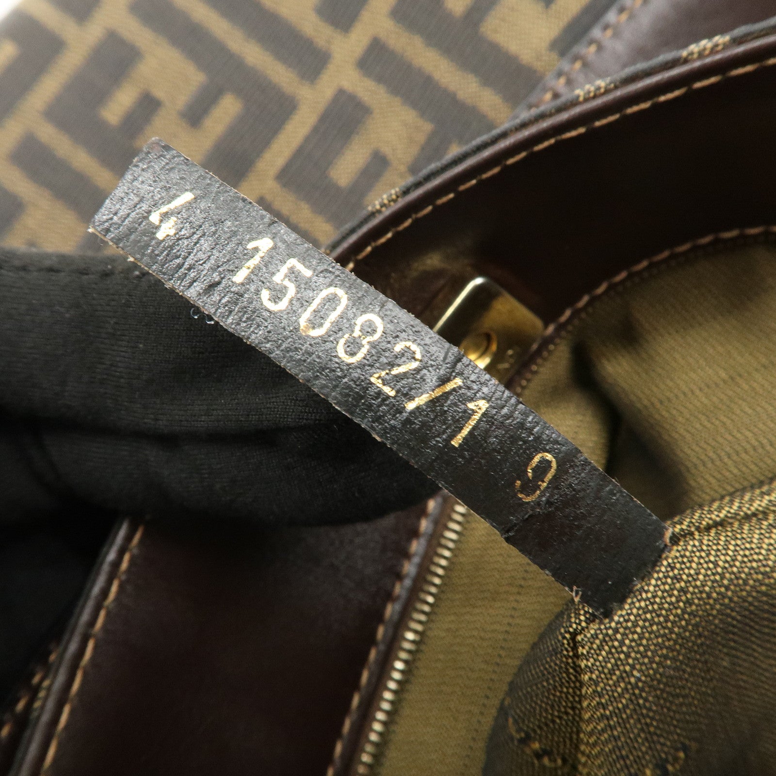 FENDI Zucca Canvas Leather Shoulder Bag Hand Bag Brown Black 15082