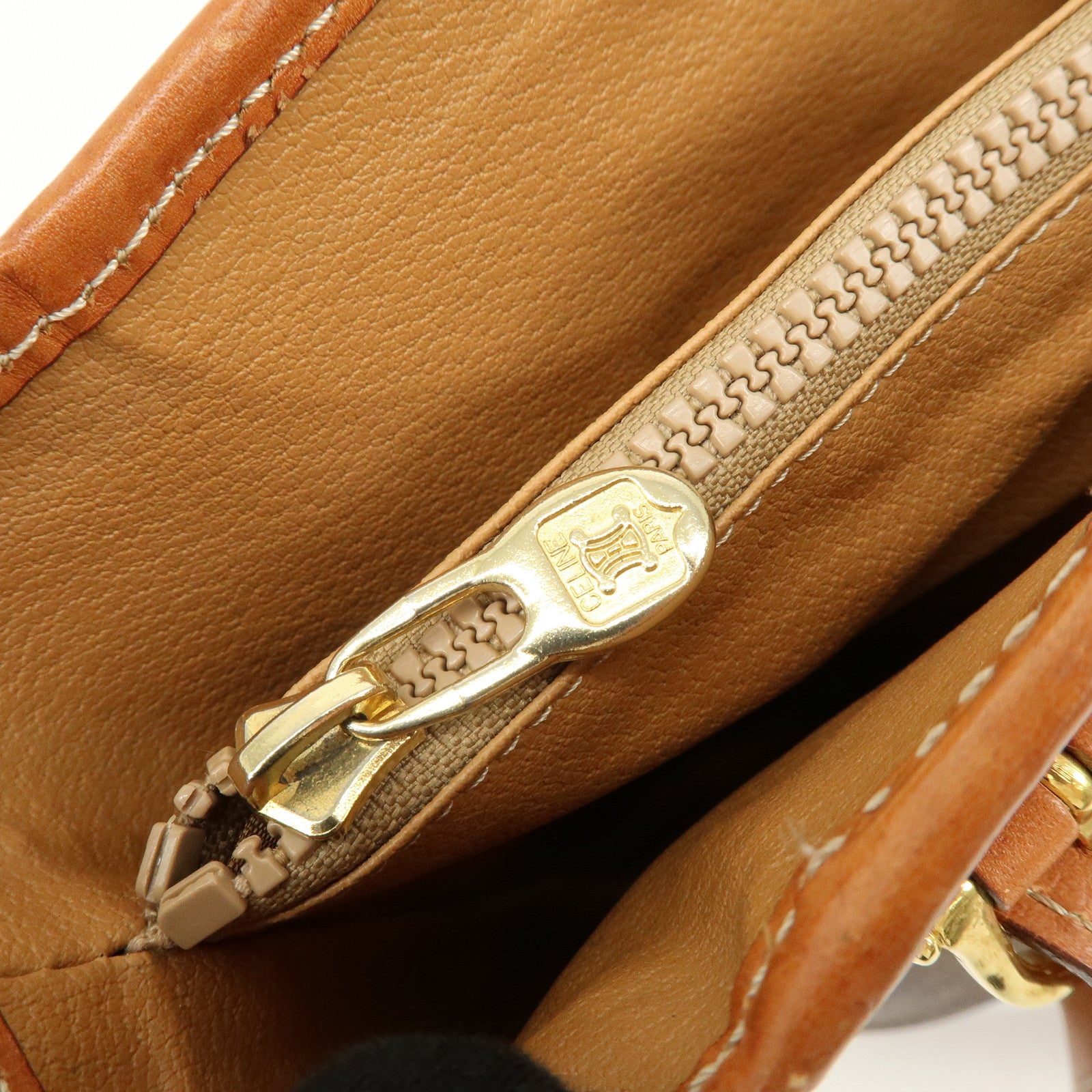 CELINE Macadam PVC Leather Tote Bag Hand Bag Shoulder Bag Brown