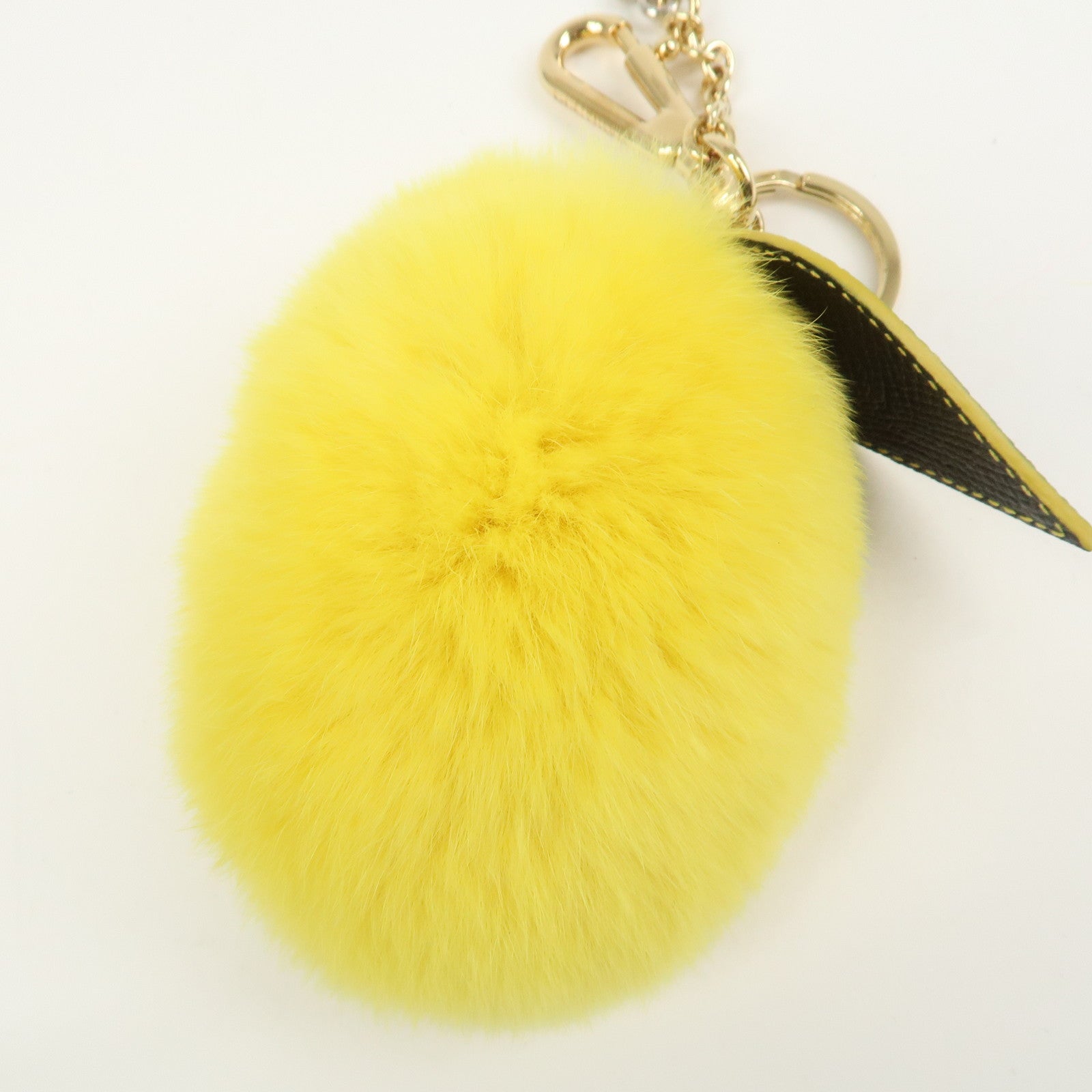 Dolce&Gabbana Citrus Fur Leather Bag Charm Key Holder Yellow