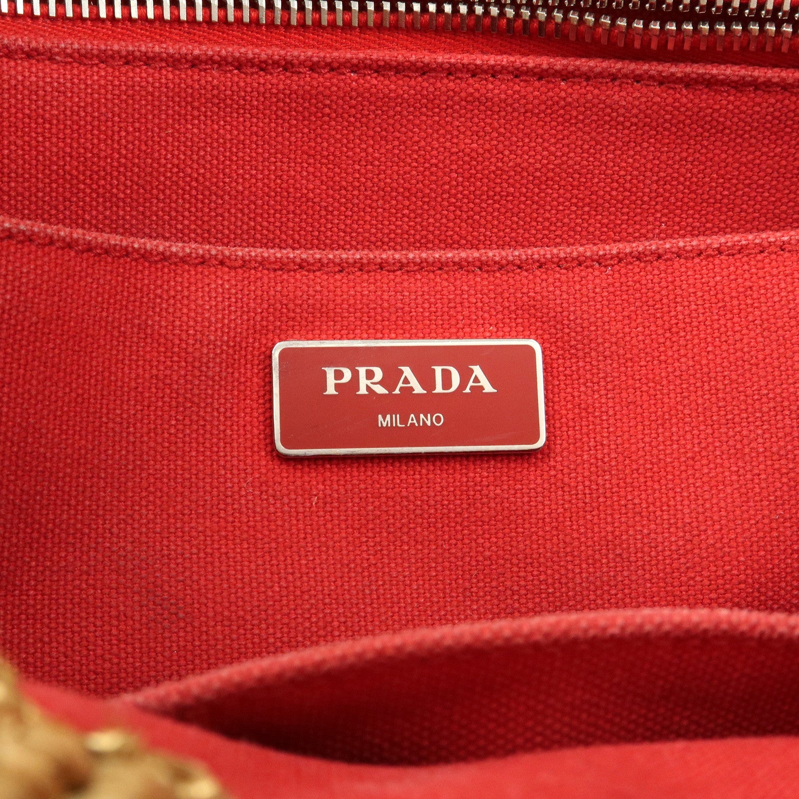 PRADA Triangle Logo Raffia 2Way Bag Hand Bag Shoulder Bag Red Brown