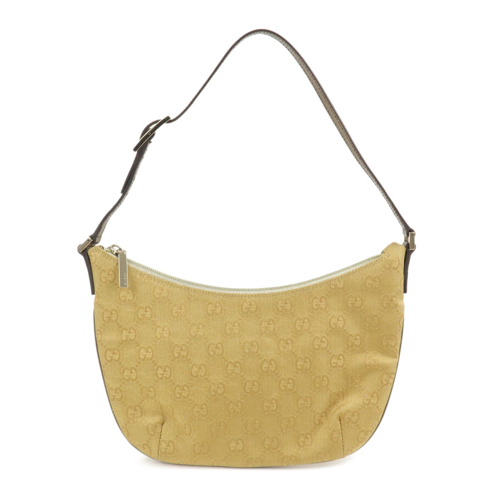 GUCCI GG Canvas Leather Shoulder Bag Hand Bag Gold 005・0813