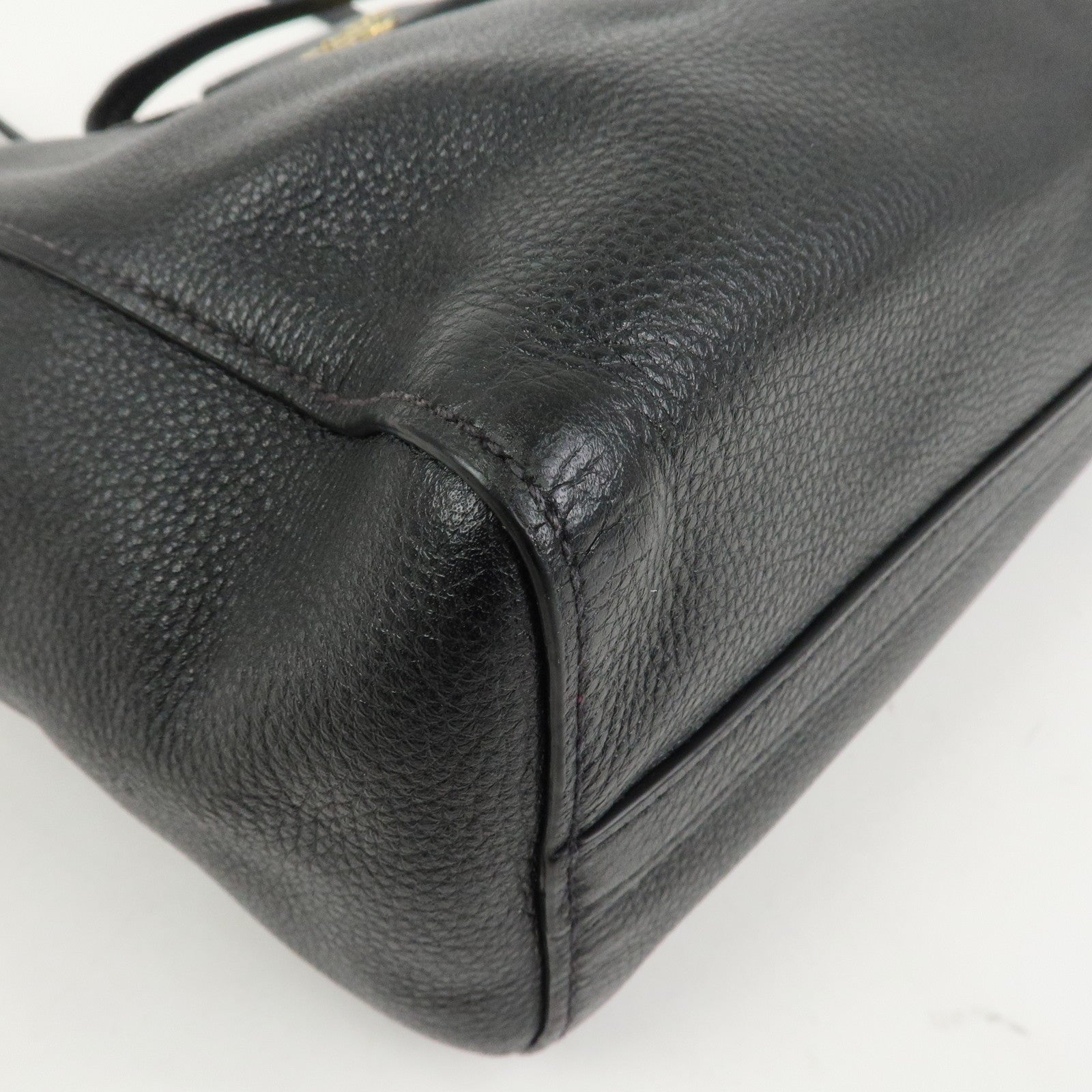 PRADA Logo Leather Shoulder Bag Tote Bag Black 1BG111