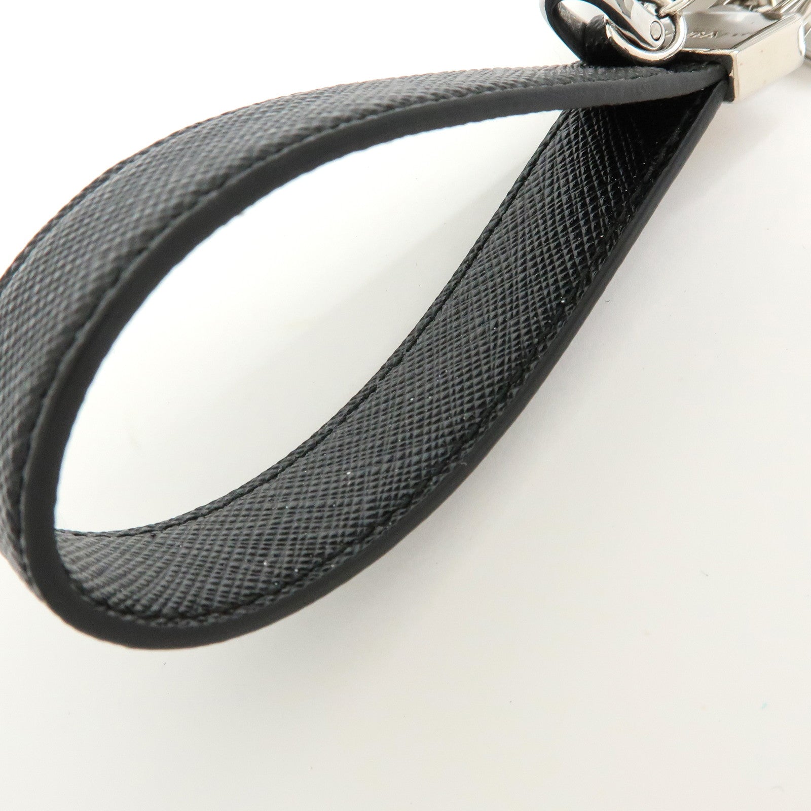 PRADA Safiano Leather Metal Robot Bag Charm Key Charm Black 2PP040