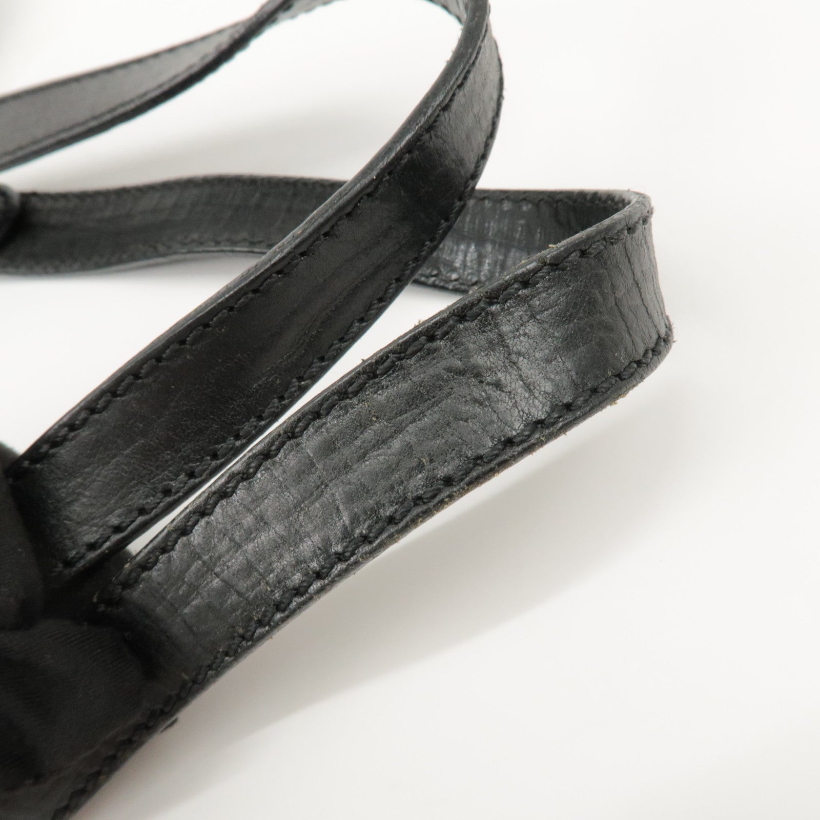 FENDI Zucchino Leather Canvas Tote Bag Hand Bag Black 8BH161 Used