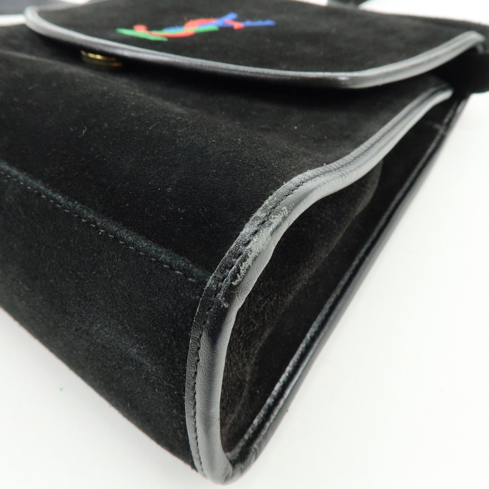 SAINT LAURENT PARIS Cassandra Suede Shoulder Crossbody Bag Black