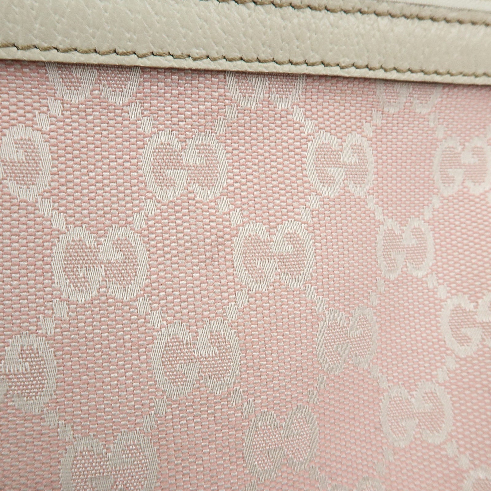 GUCCI Abbey GG Canvas Leather Hand Bag Pouch Pink Ivory 145750