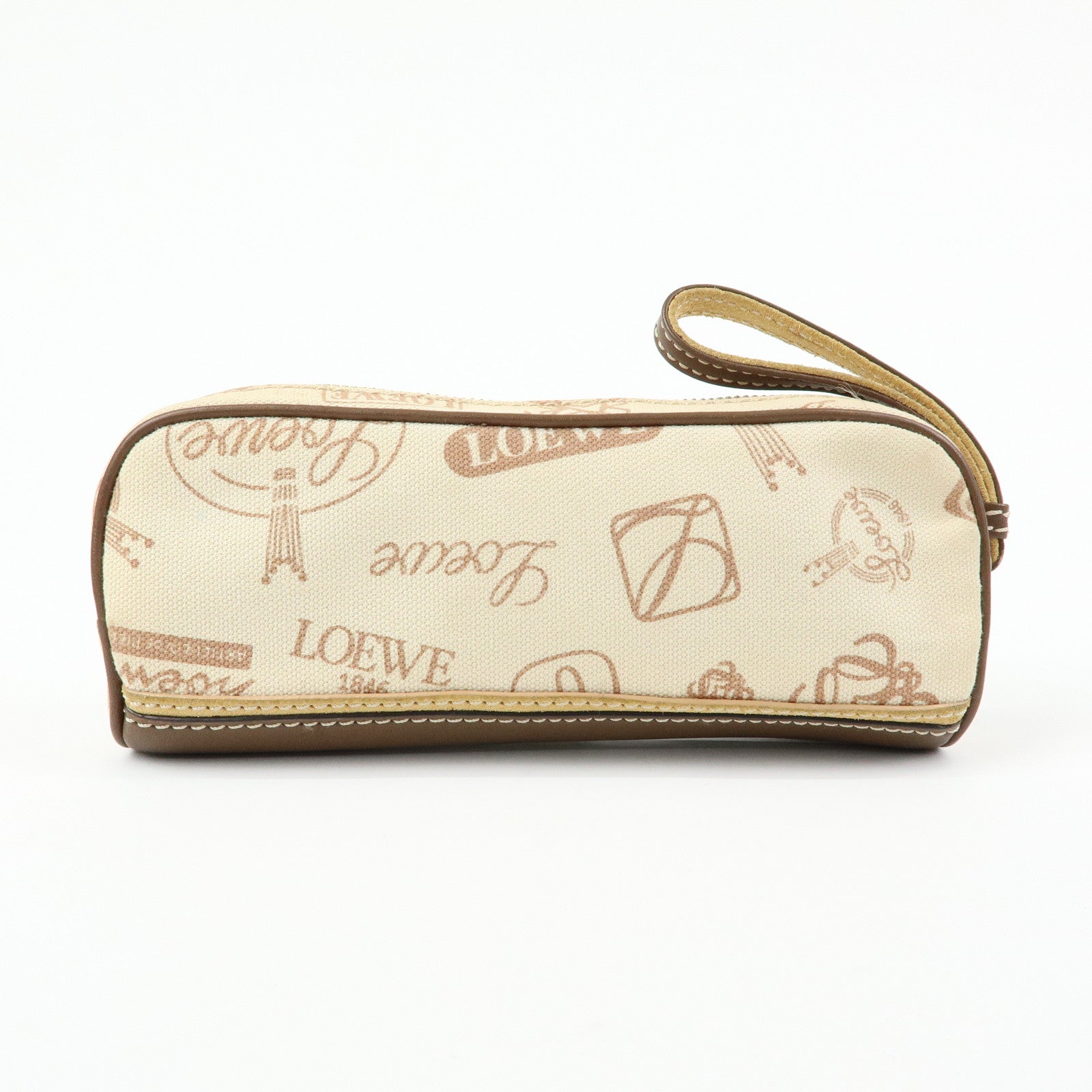 LOEWE Anniversary Canvas Leather Pouch Cosmetic Pouch Ivory Brown