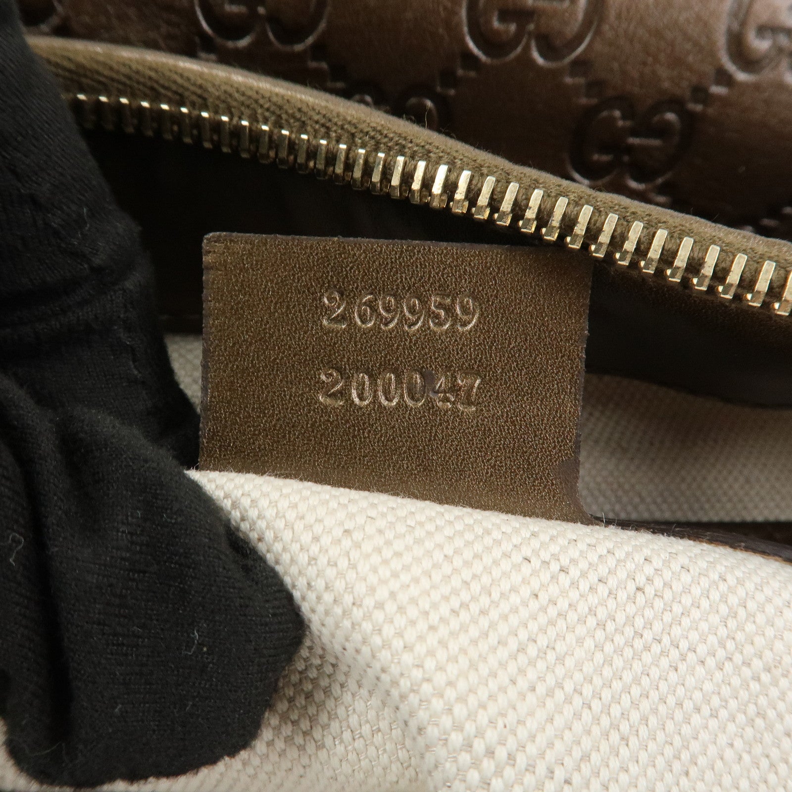 GUCCI Guccissima Bamboo Leather Shoulder Bag Hand Bag Bronze 269959