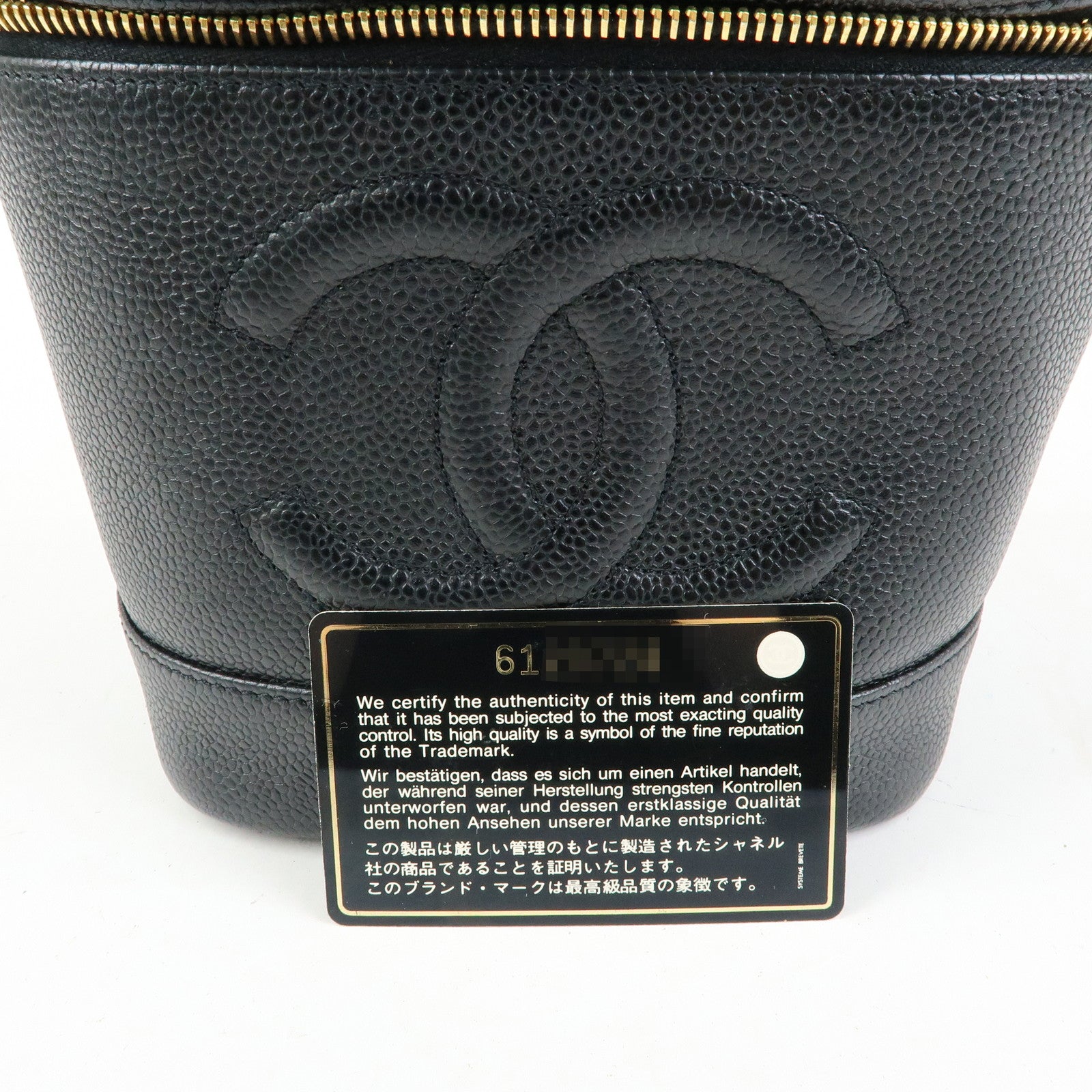 CHANEL COCO Mark Caviarskin Vanity Bag Hand Bag Black A01998