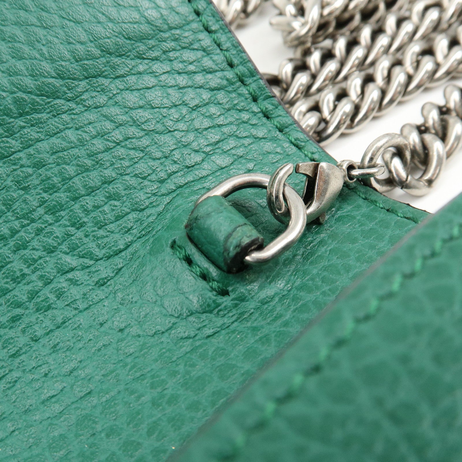 GUCCI Dionysus Leather Chain Shoulder Bag Wallet Green 401231