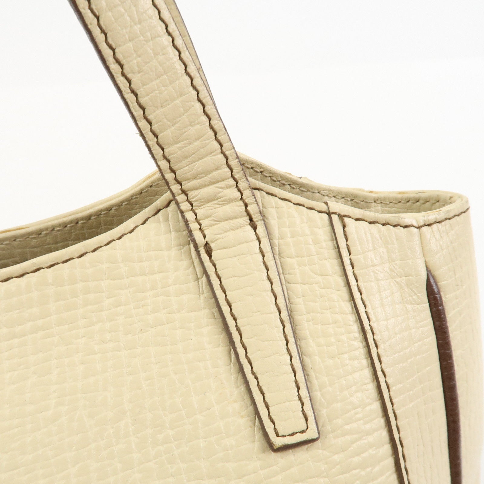 LOEWE Logo Leather Hand Bag Ivory